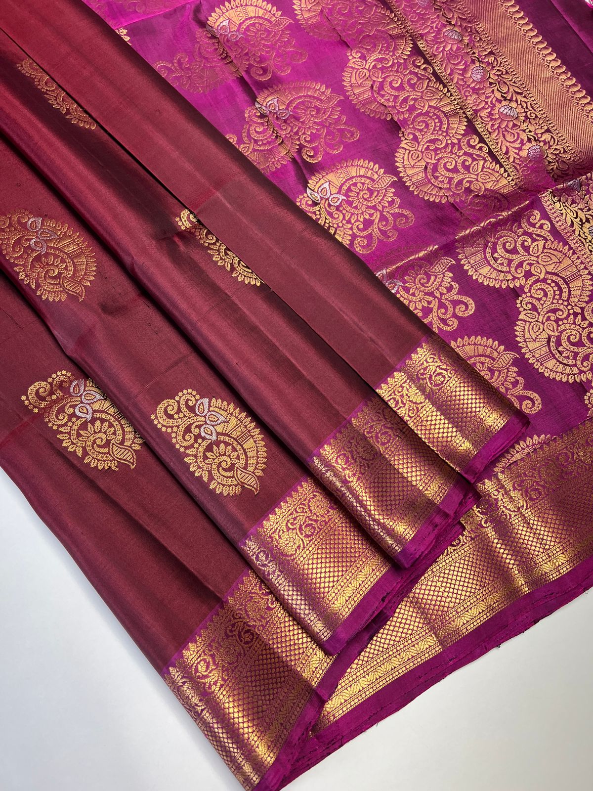 Maroon & Magenta - Soft Silk Saree
