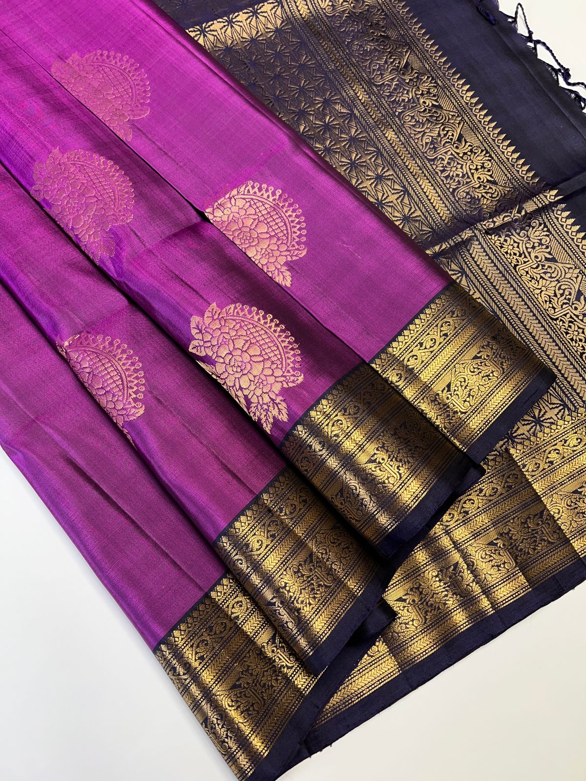 Jamun Purple & Navy - Soft Silk Saree