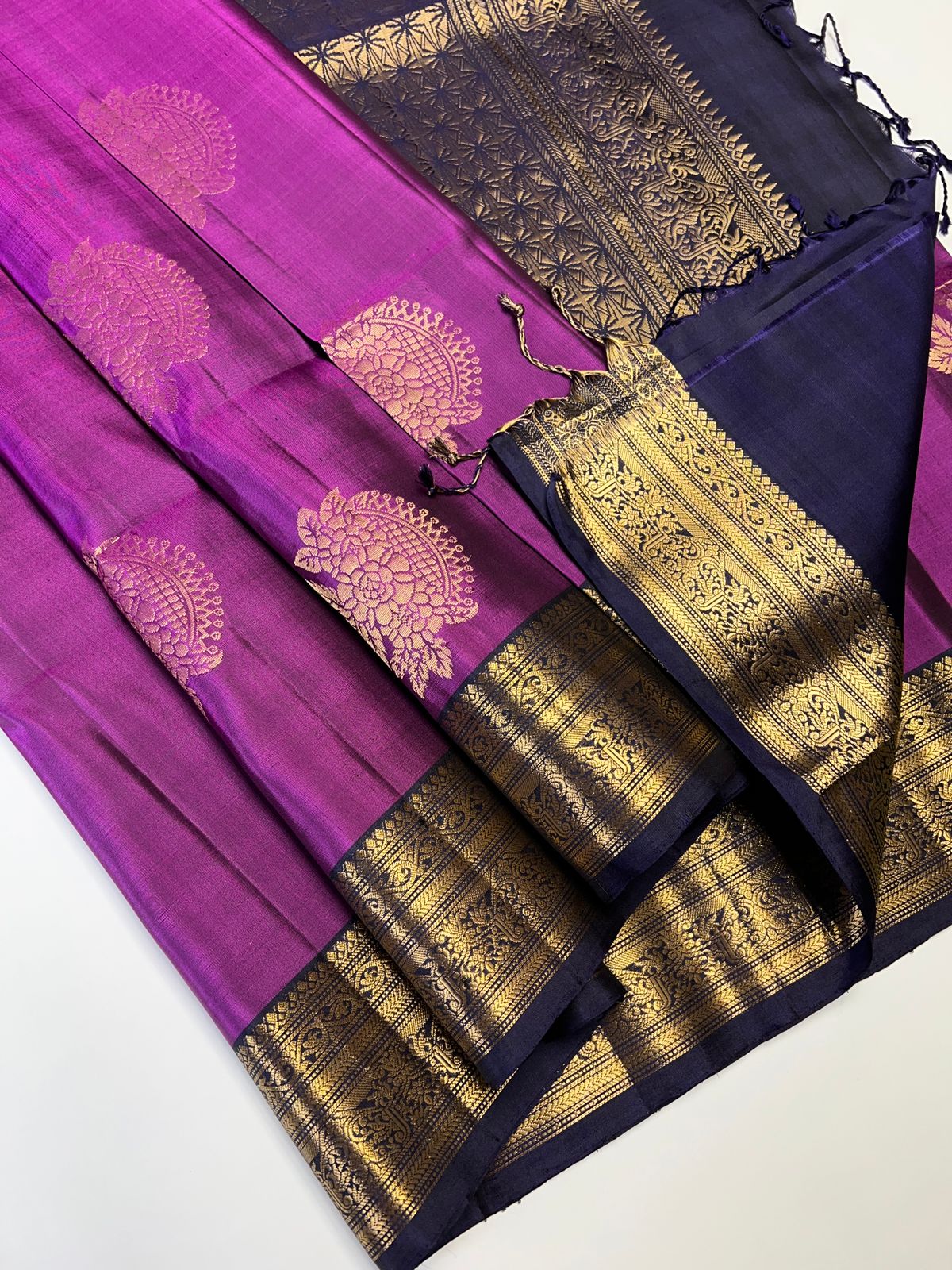 Jamun Purple & Navy - Soft Silk Saree
