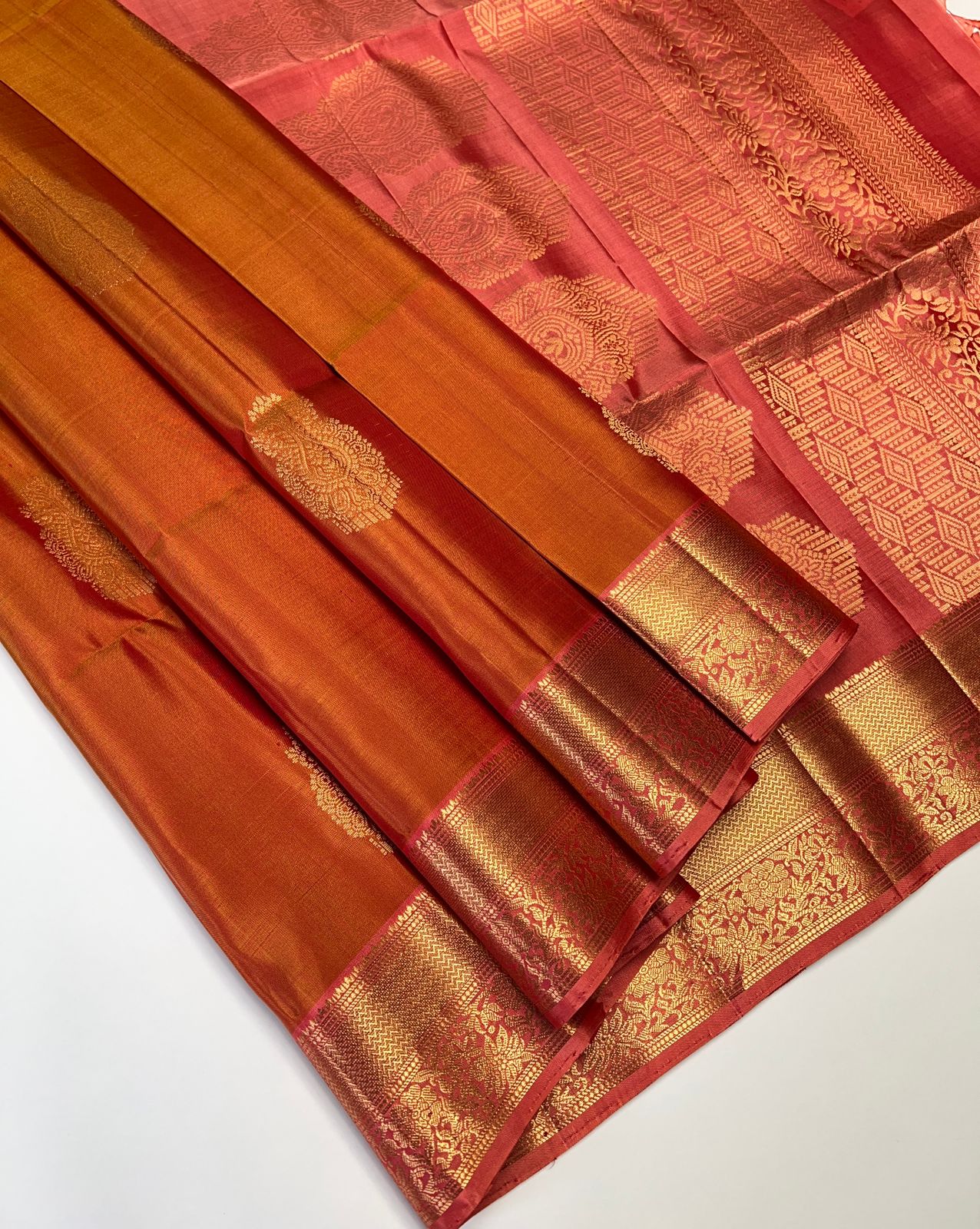 Orange & Peach - Soft Silk Saree