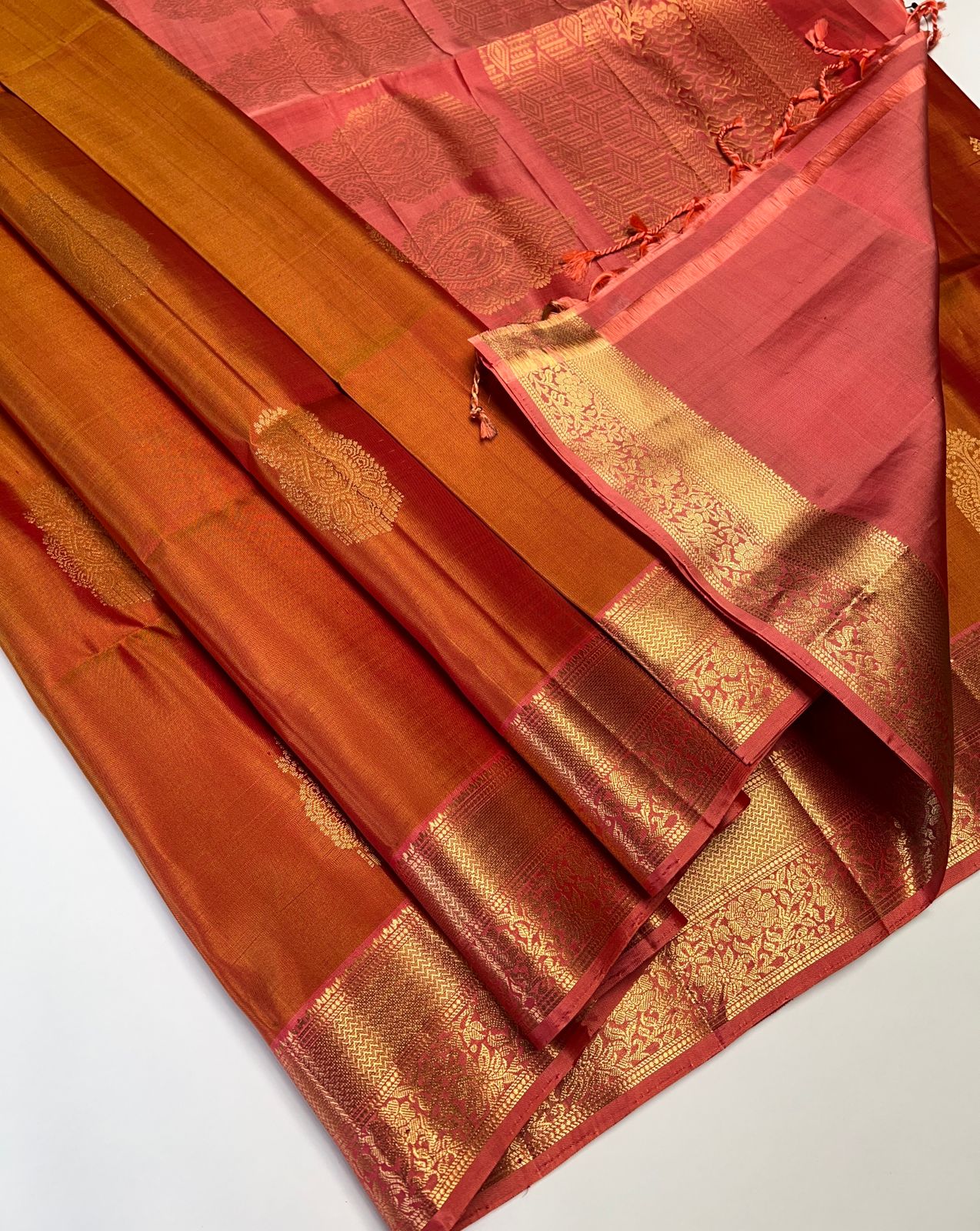 Orange & Peach - Soft Silk Saree