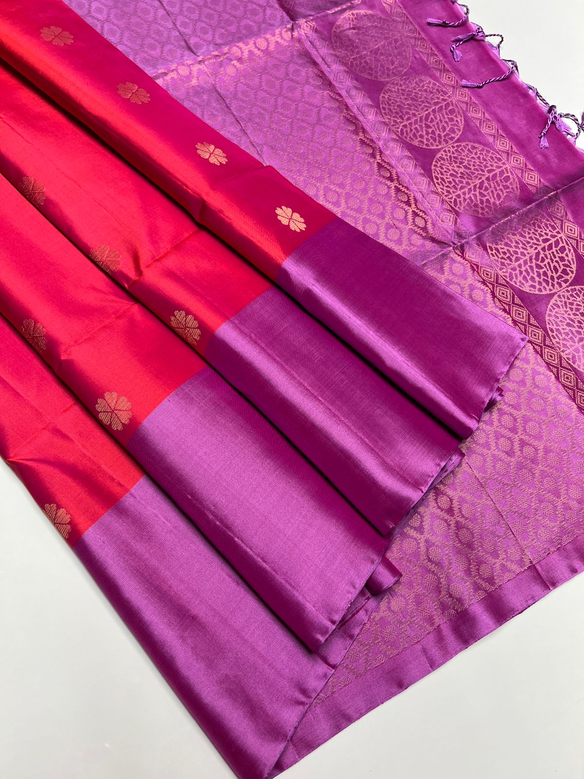 Dual Tone Pink & Lavender - Soft Silk Saree