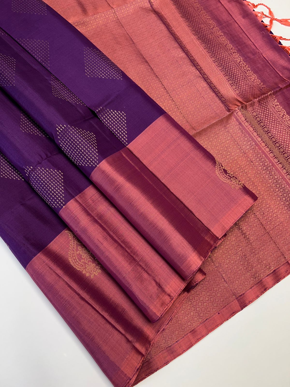 Purple & Peach - Soft Silk Saree