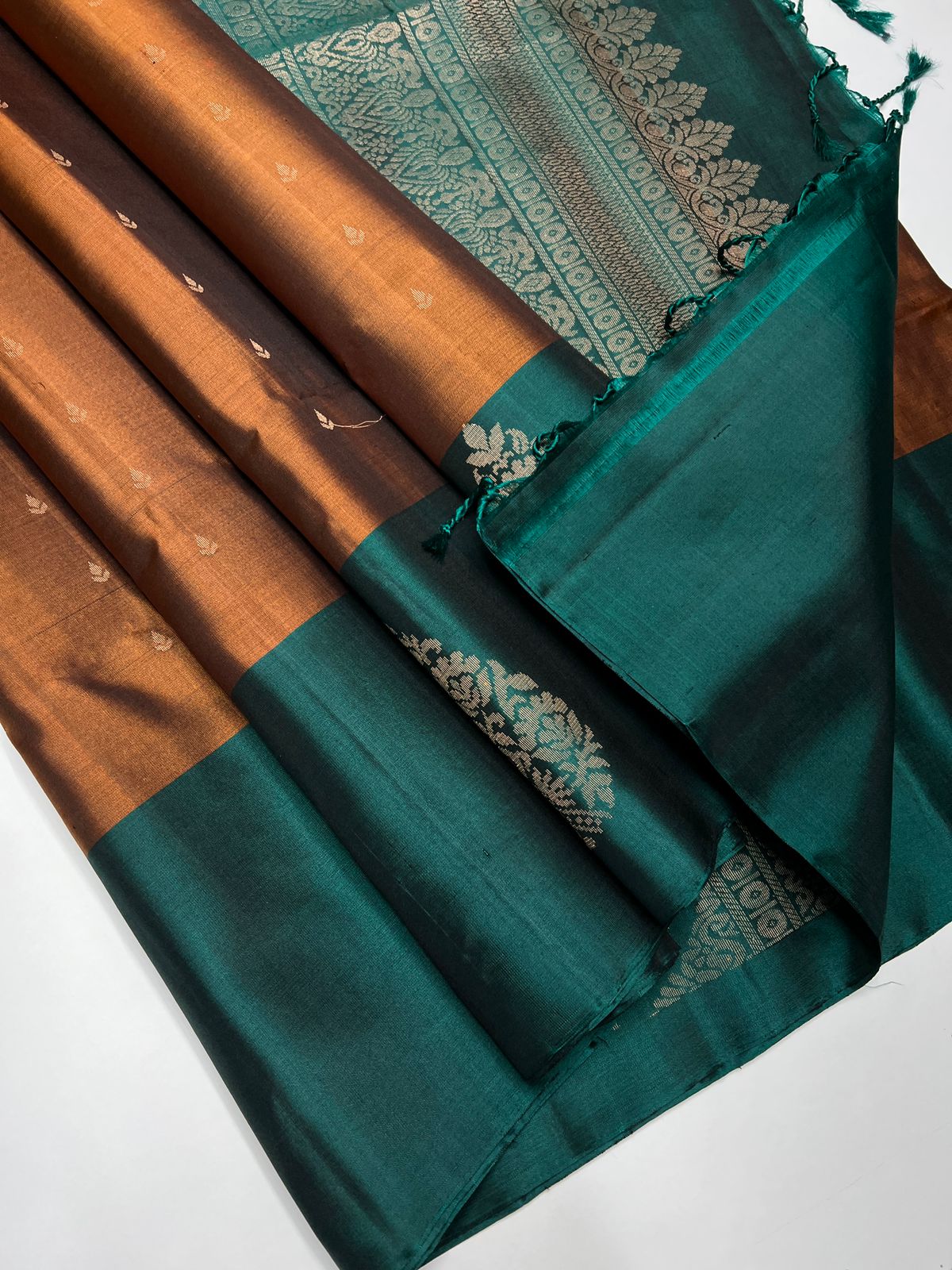 Brown & Green -  Soft Silk Saree
