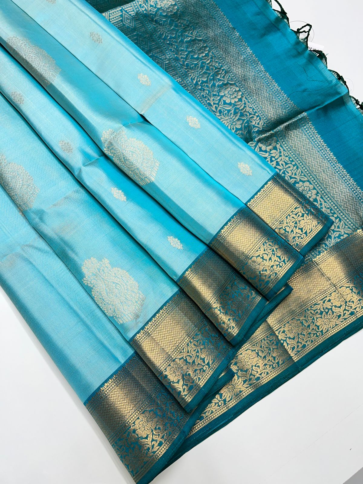 Ice Blue & Mint Blue - Soft Silk Saree
