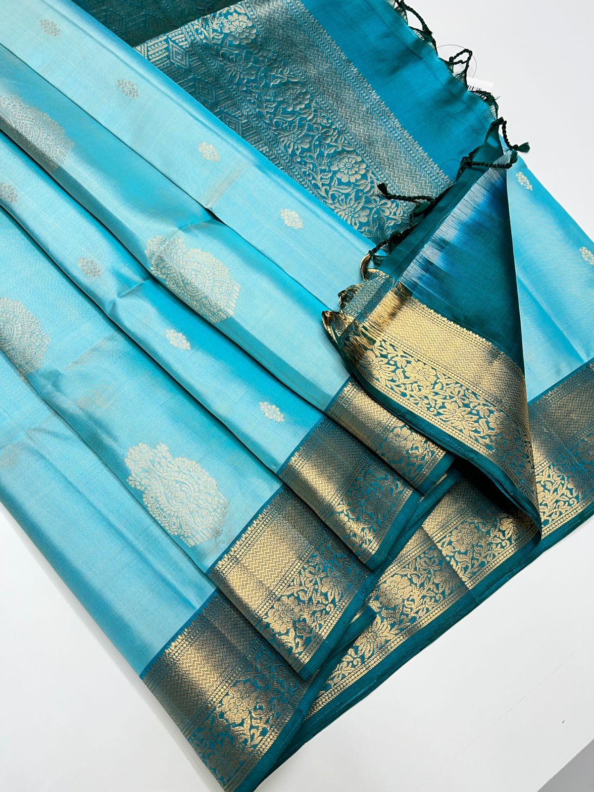 Ice Blue & Mint Blue - Soft Silk Saree