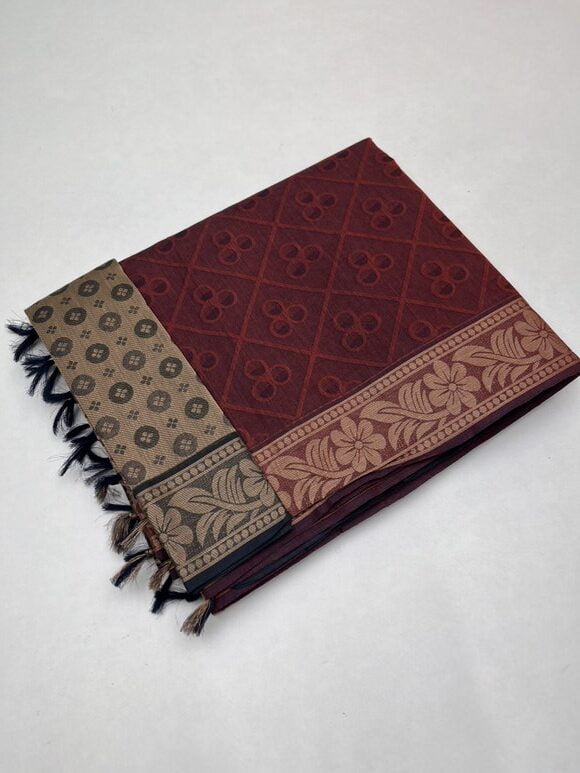 MAROON & JAQUARD BLOUSE COLOR - PURE COTTON SAREE