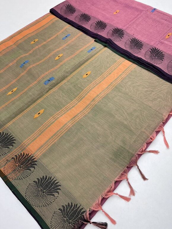 PINK & GREEN - PURE COTTON SAREE