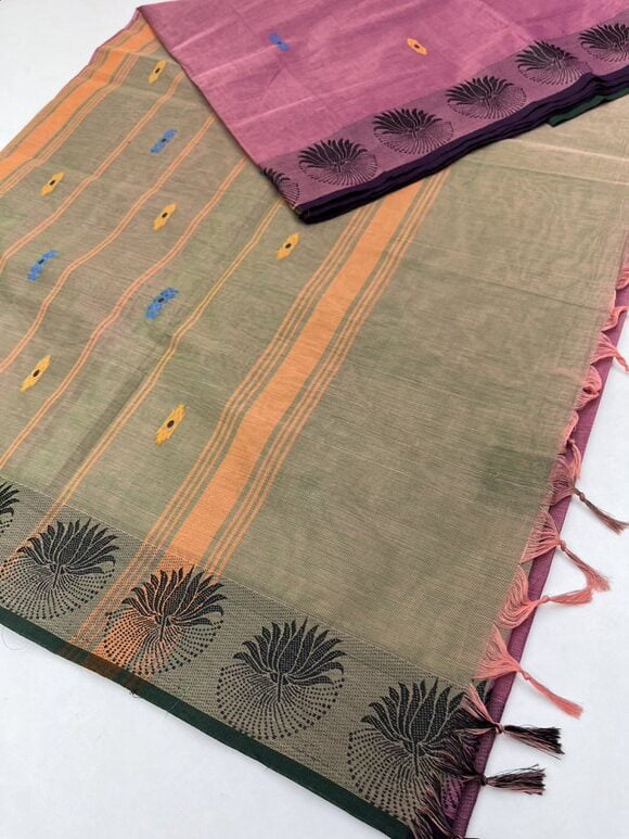 PINK & GREEN - PURE COTTON SAREE
