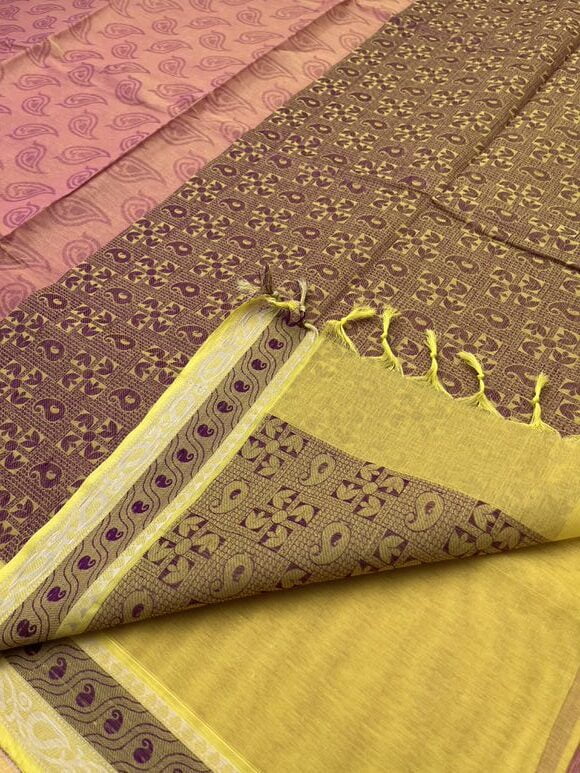 ORANGISH PEACH - PURE COTTON SAREE