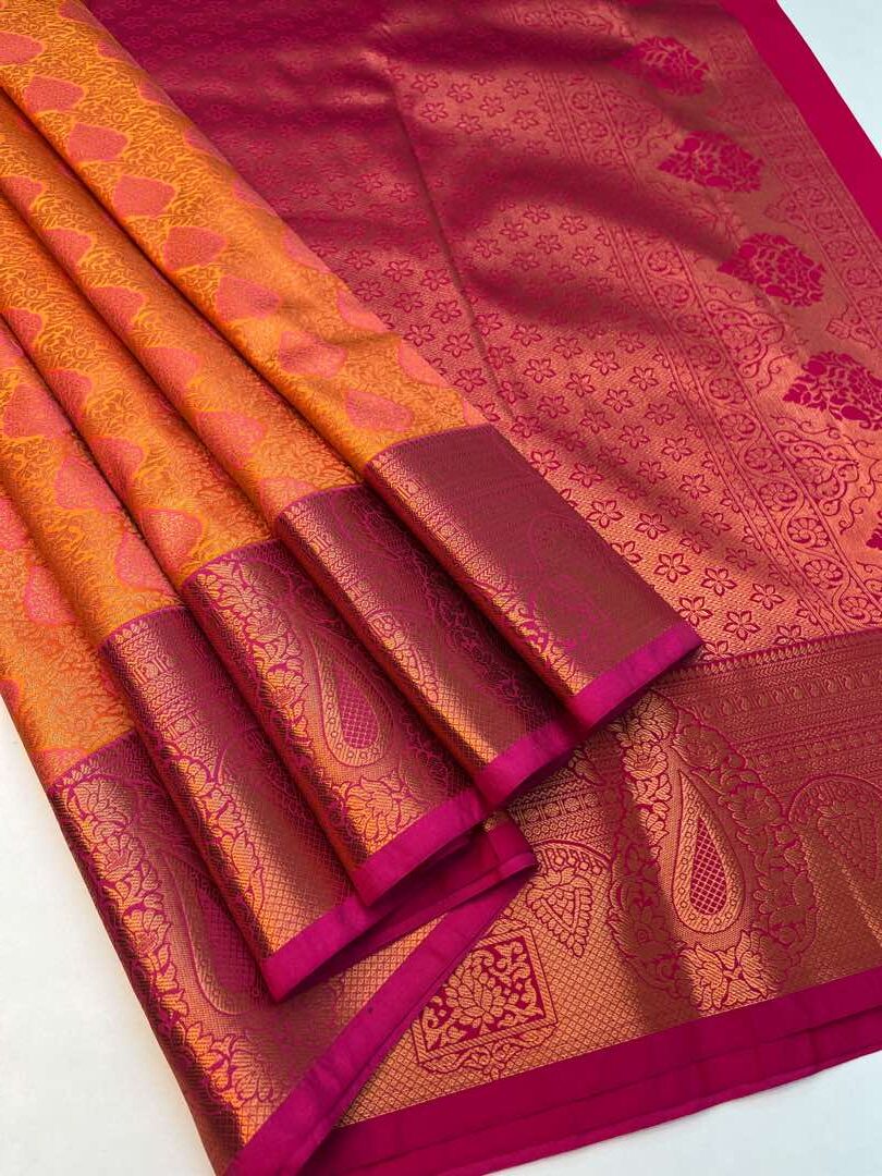 ORANGE & PINK - SOFT SILK SAREE
