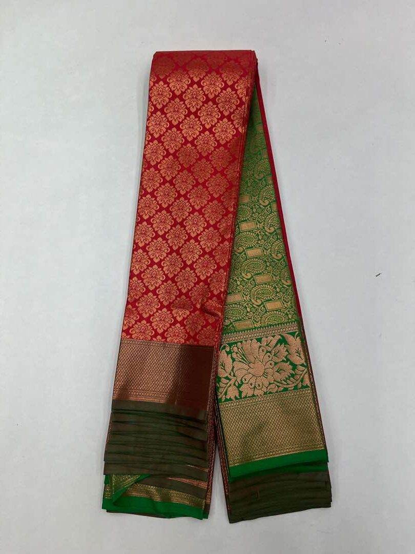 PEACH &  GREEN - KANJEEVARAM SILK SAREE
