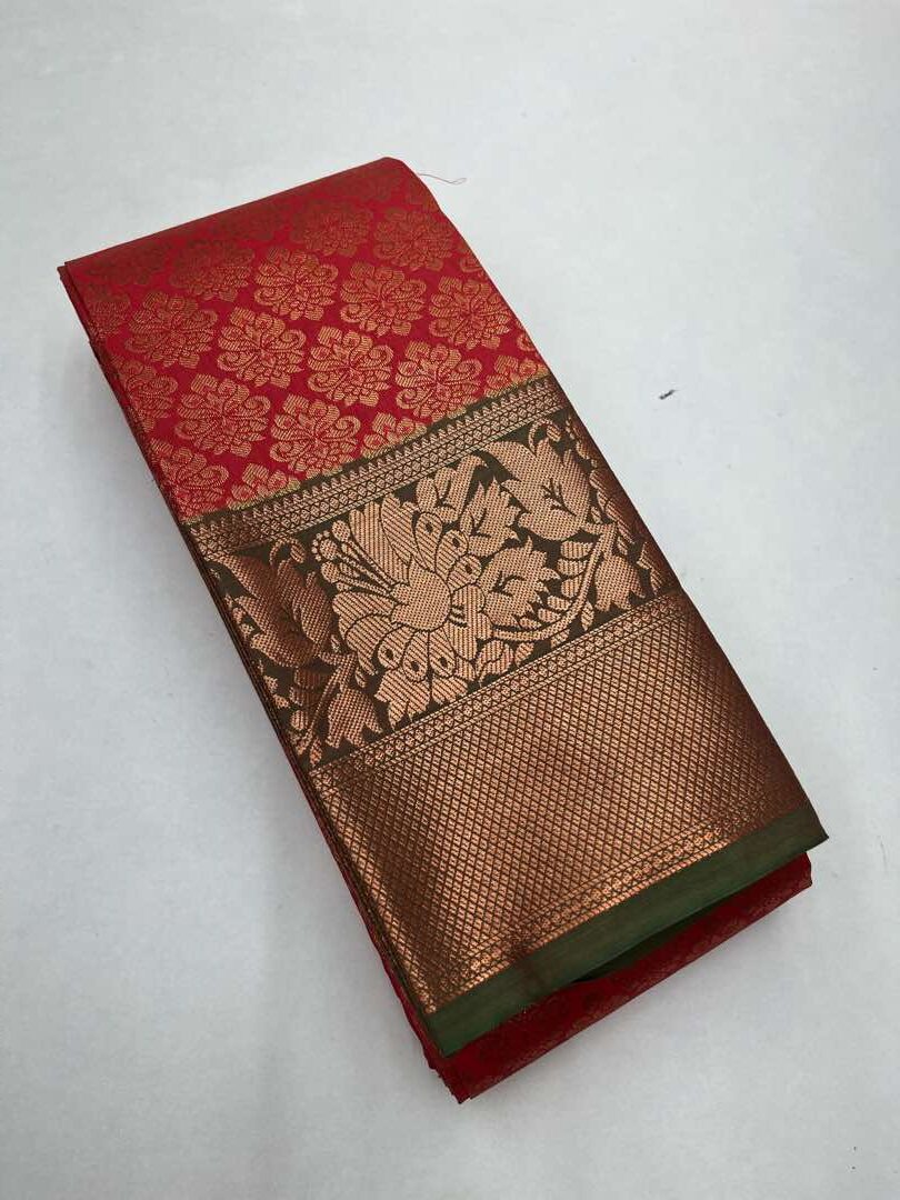 PEACH &  GREEN - KANJEEVARAM SILK SAREE