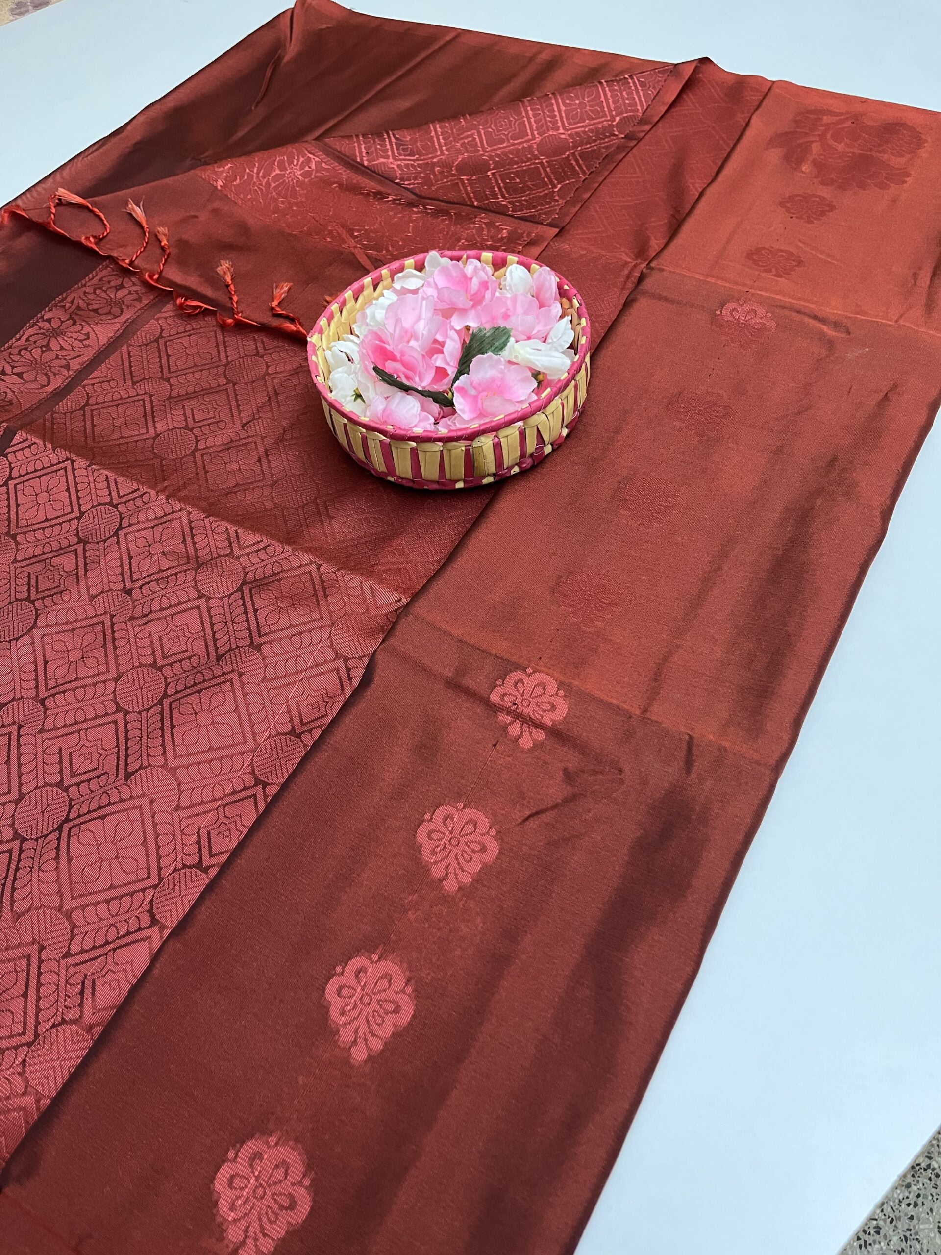 BRICK COLOR - SEMI SILK SAREE