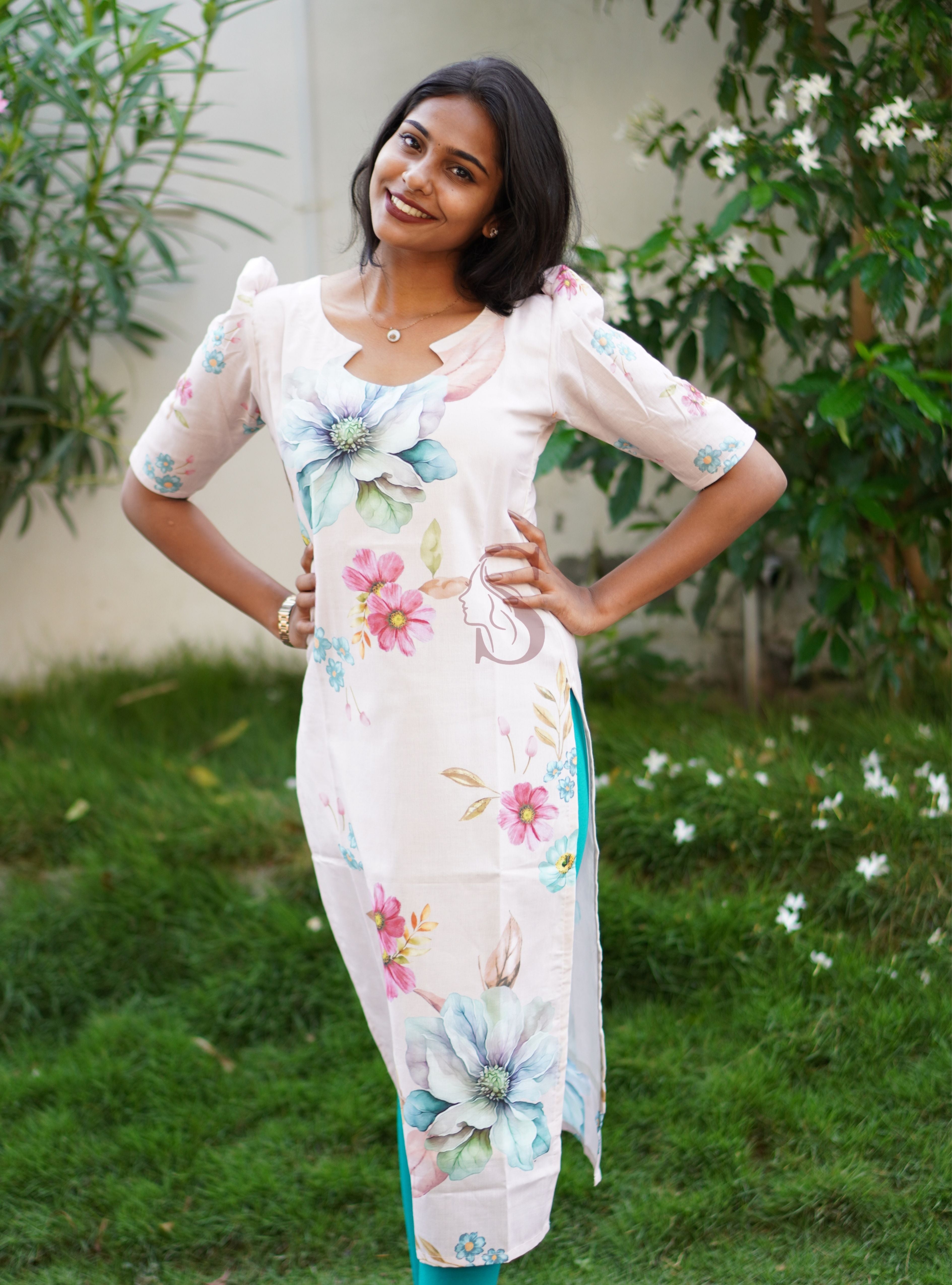 Pearl - Mul Cotton Floral Kurti Set