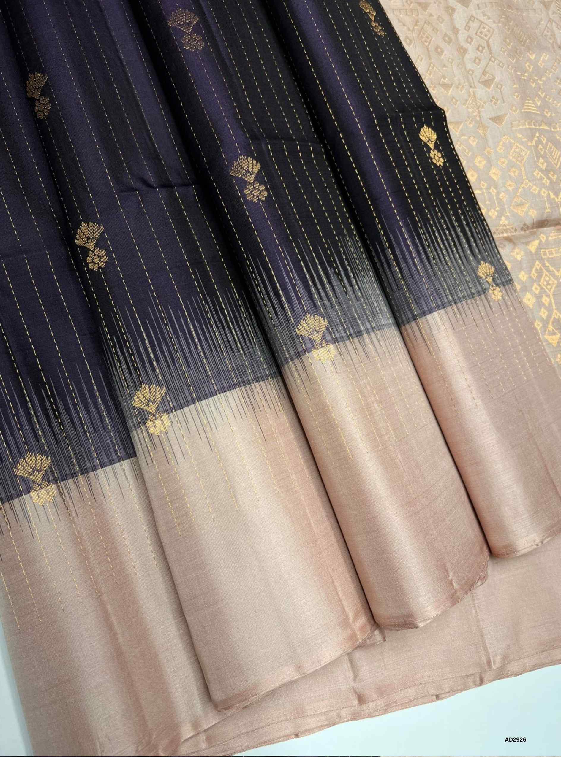 Purple & Cream - Soft Silk Saree