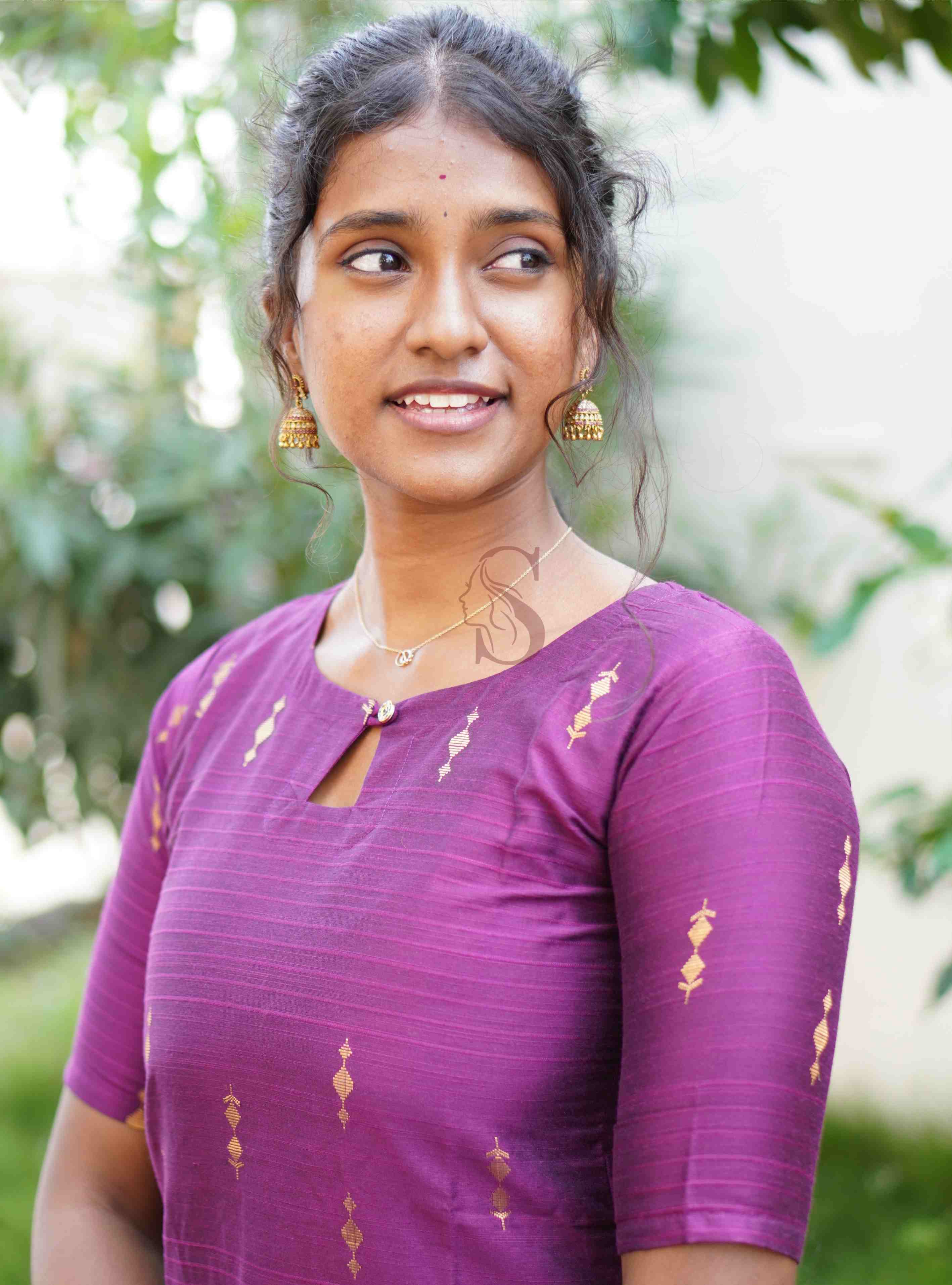 Purple & Gold Kurti Set (Without Dupatta)