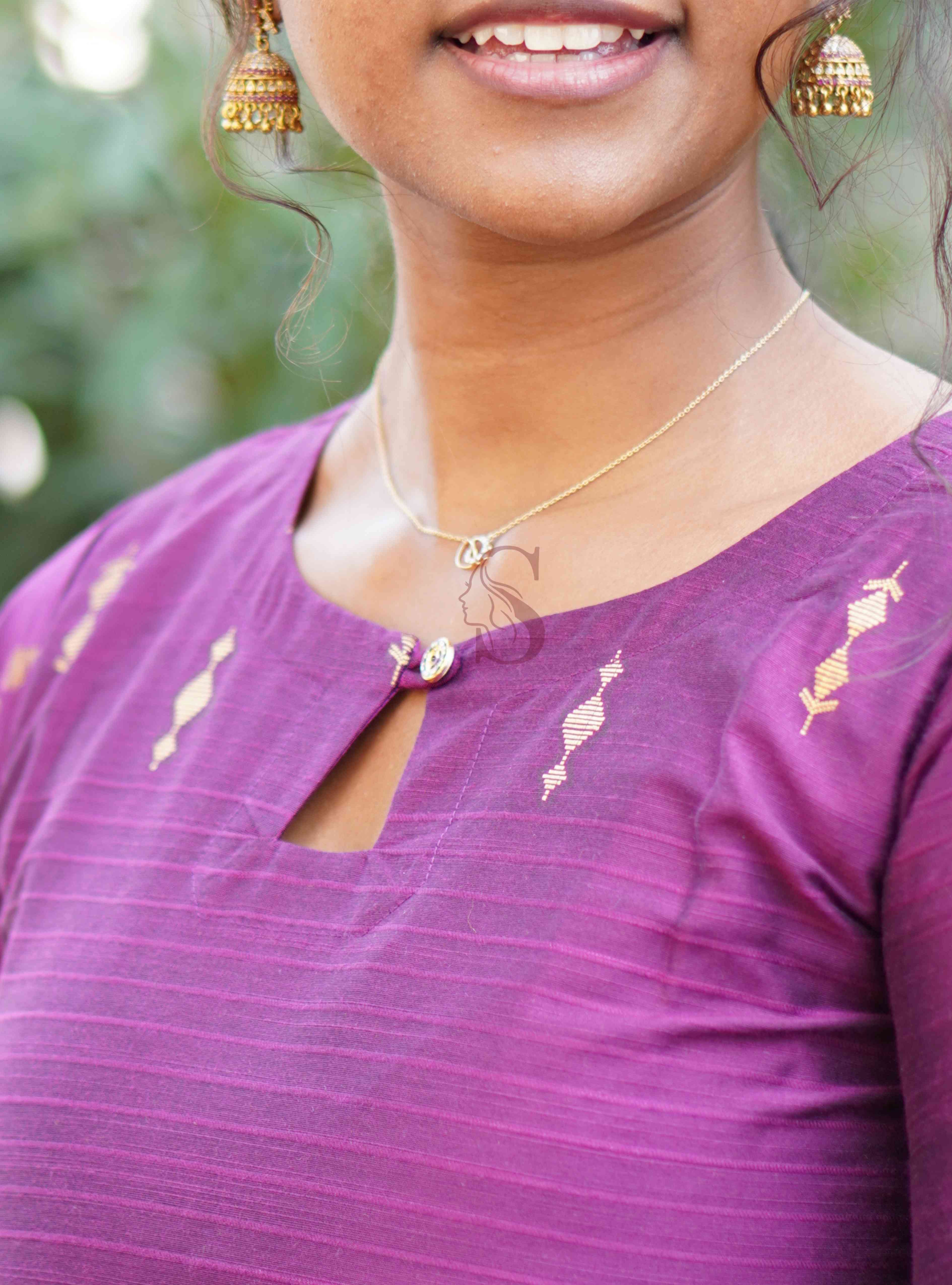 Purple & Gold Kurti Set (Without Dupatta)