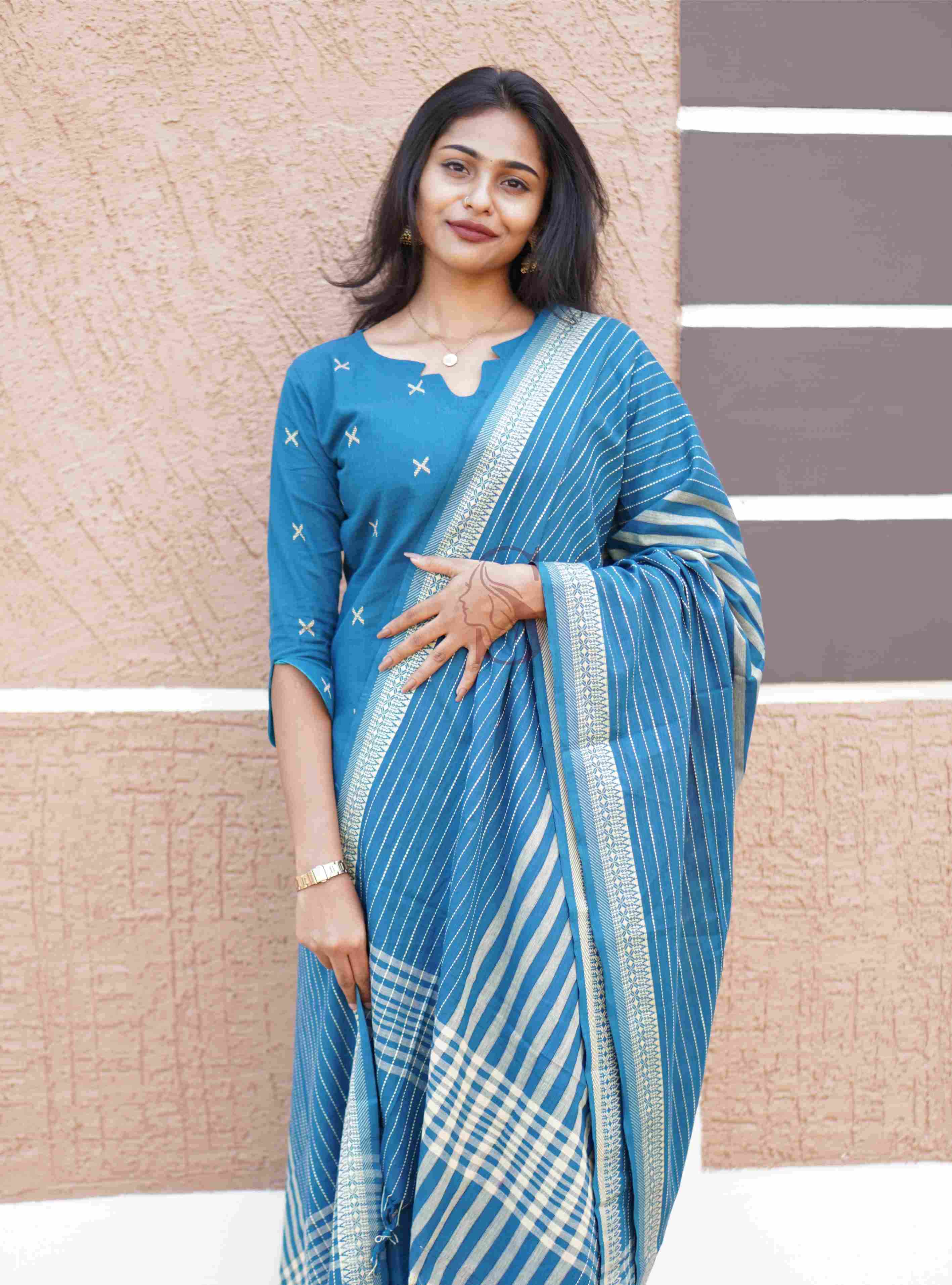 Woven Grace - Salwar Set with Striped Dupatta
