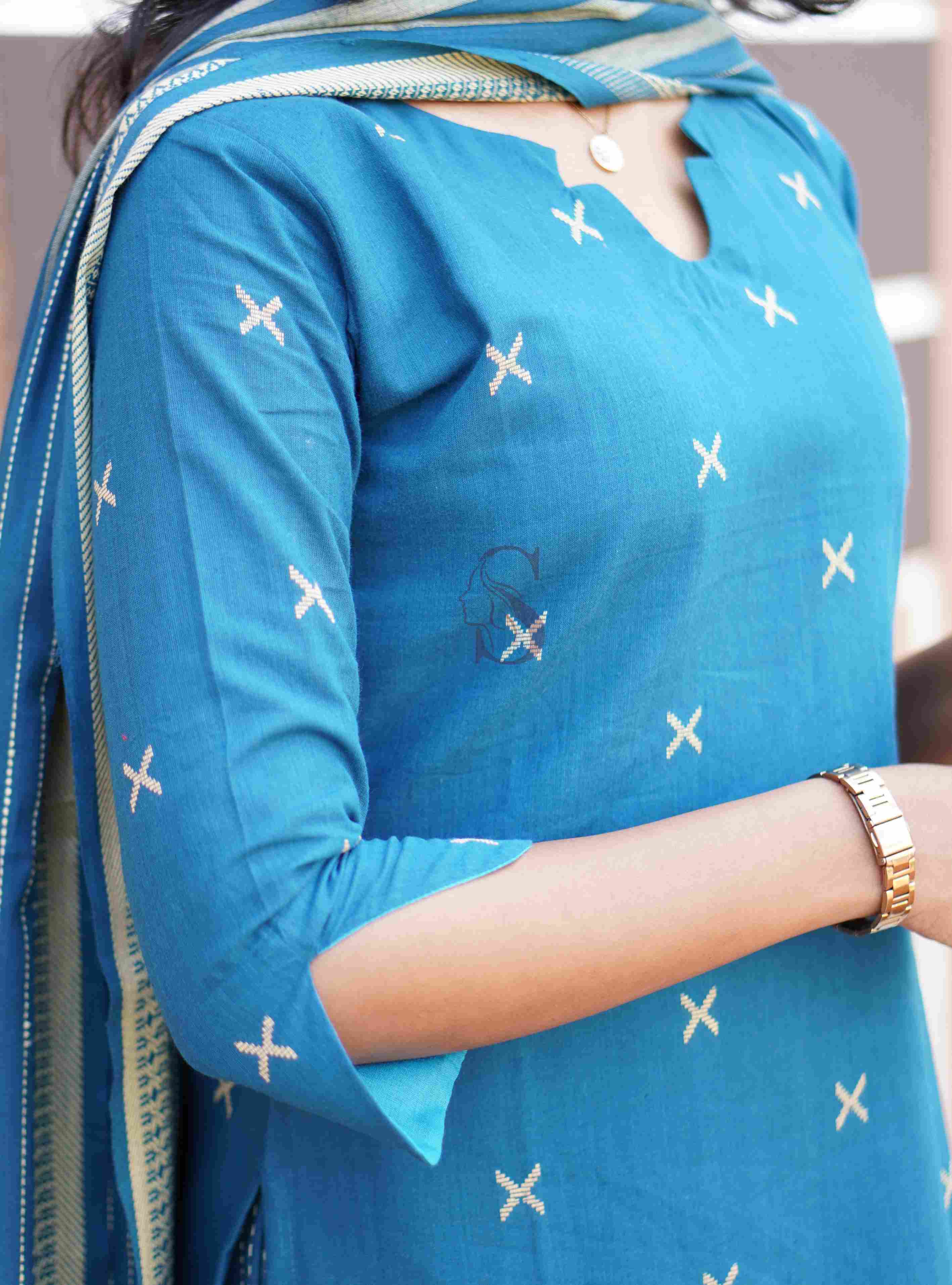 Woven Grace - Salwar Set with Striped Dupatta