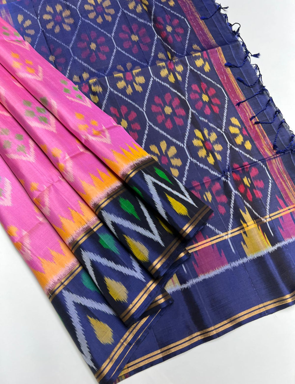 Blue & Pink -  Soft Silk Saree