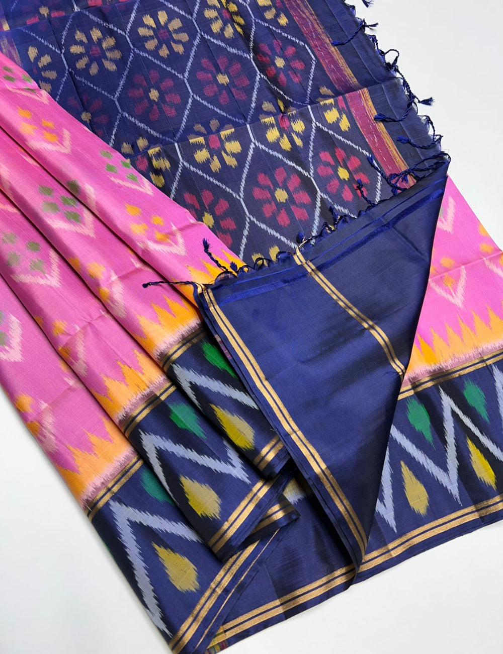 Blue & Pink -  Soft Silk Saree