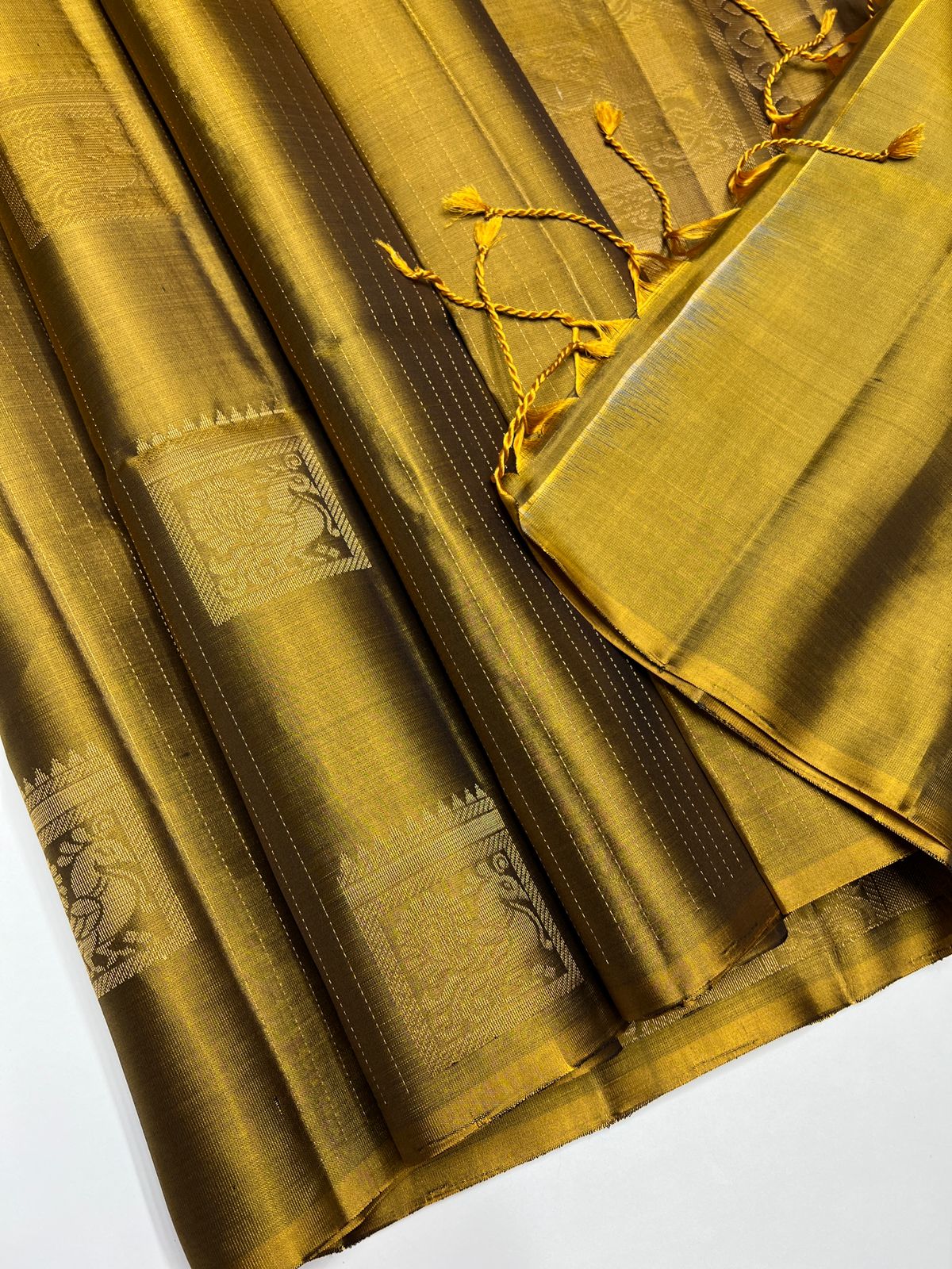 Dark Fenugreek - Soft Silk Saree
