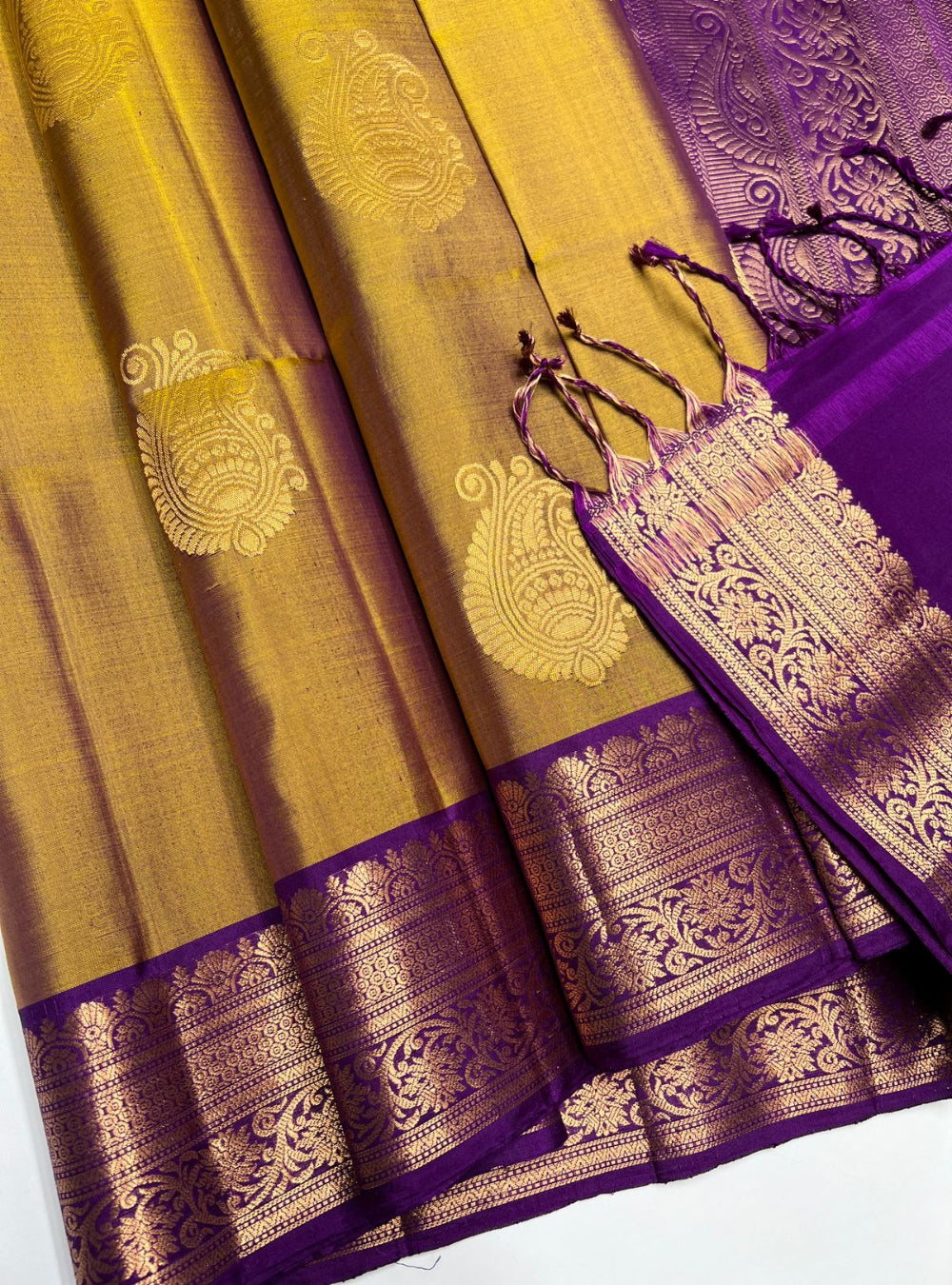 Fenugreek & Purple - Soft Silk Saree