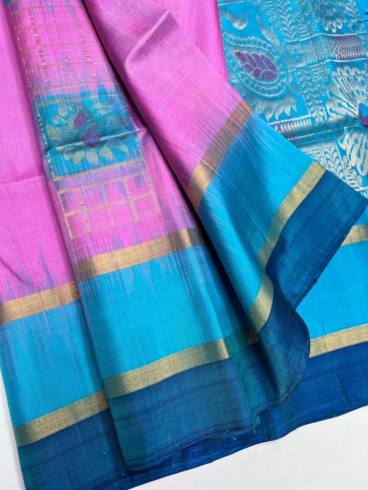 Pink & Olive Brown - Soft Silk Saree (Copy)