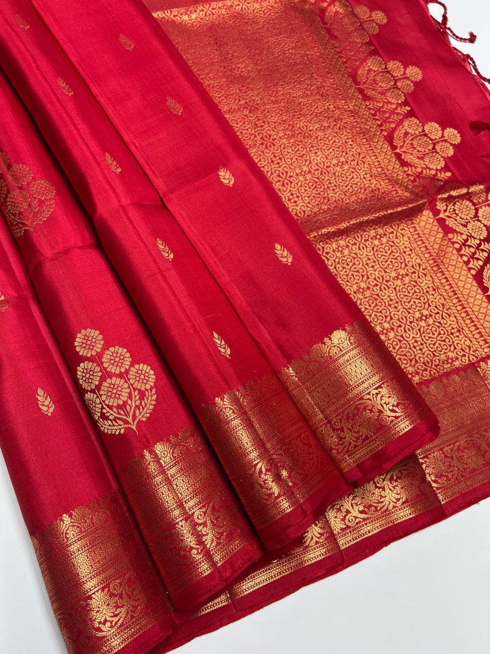 Red - Kanchi Border Soft Silk Saree