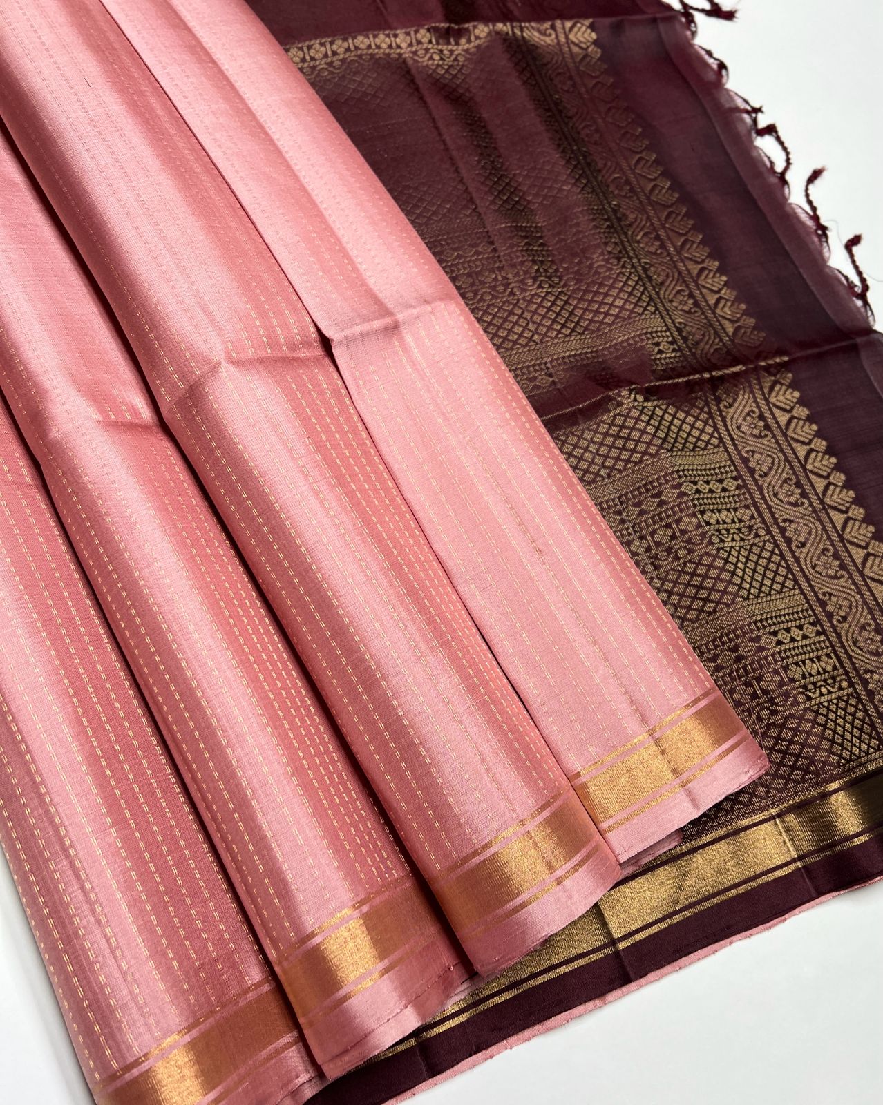 Desert Sand & Coffee Brown - Vairaoosi Soft Silk Saree