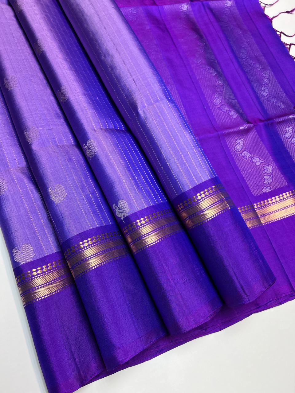 Purple - Fancy Border Soft Silk Saree