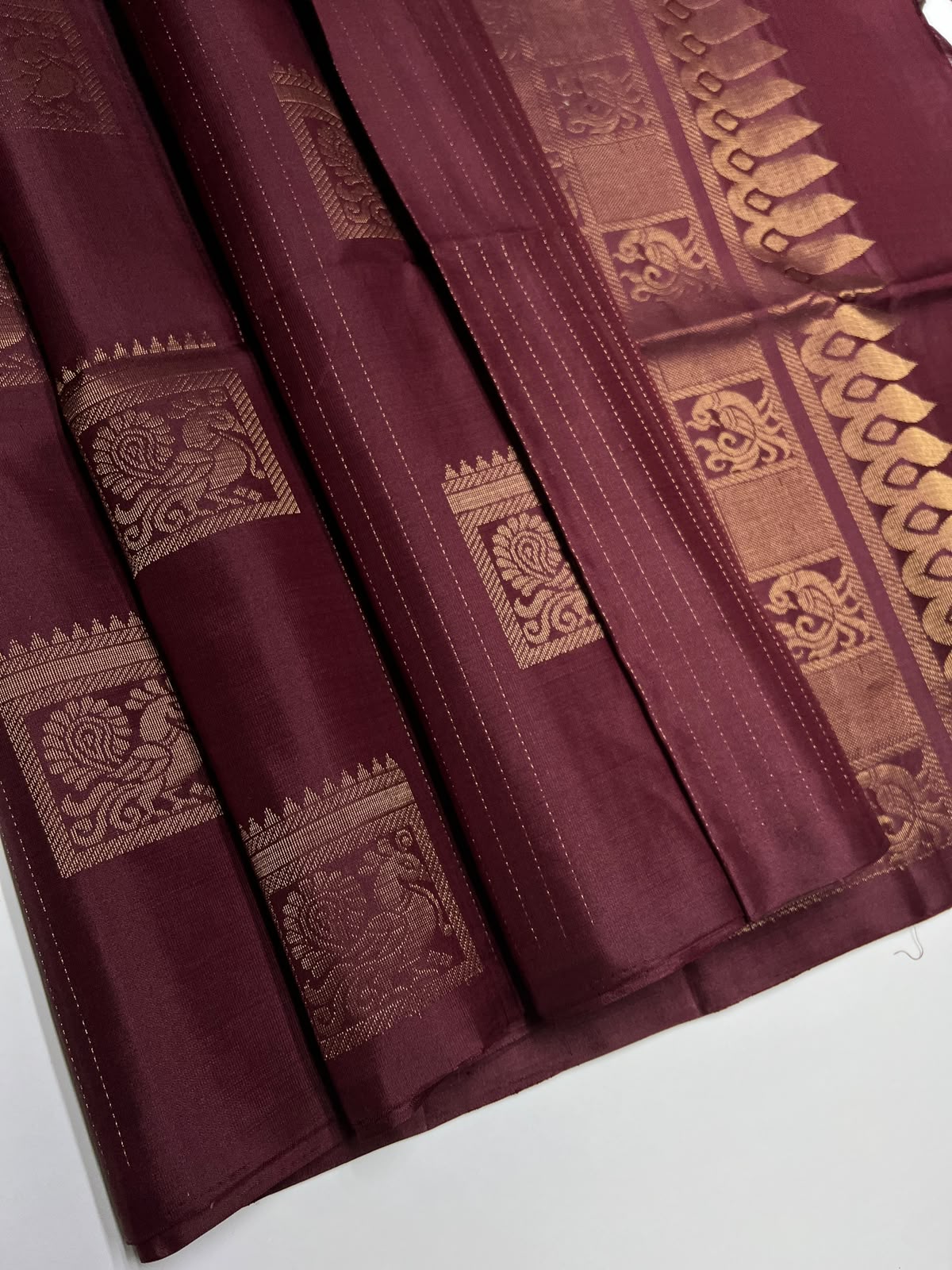 Brown - Soft Silk Saree
