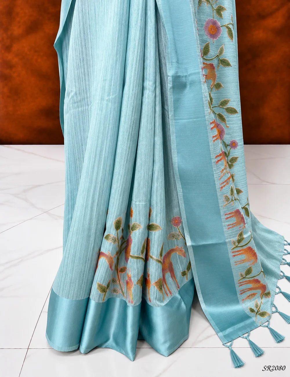 Arctic Blue - Silk X Linen Saree -