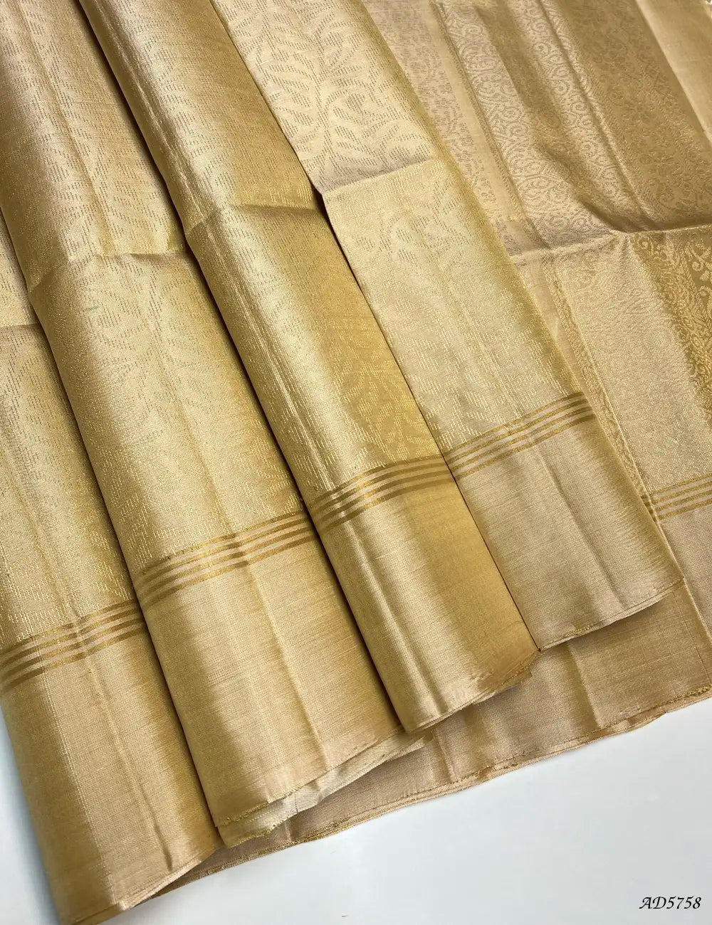 Beige - Soft Silk Bridal Saree Front View