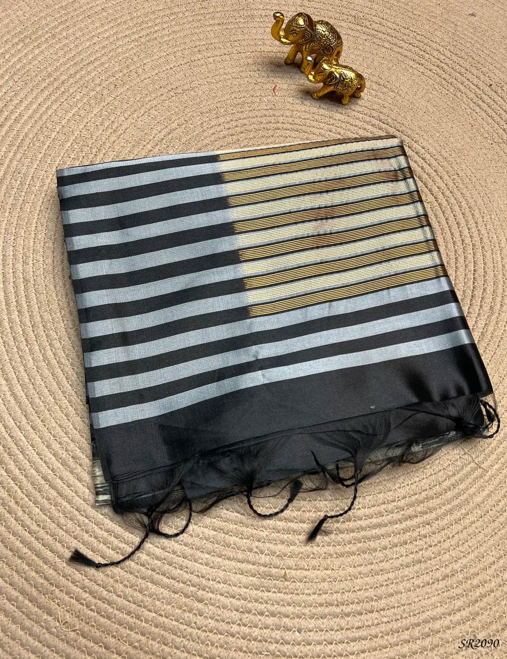 Black - Koyal Silk Saree Front View