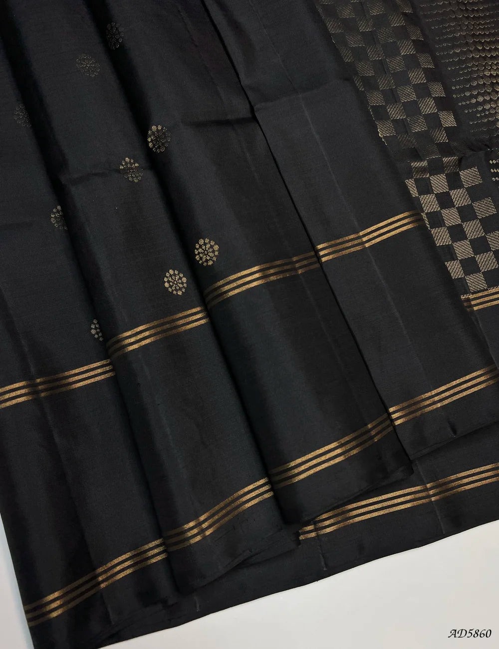 Black - Soft Silk Saree Front View