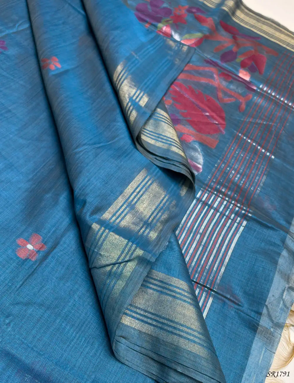 Blue - Jhamthani Saree Front View