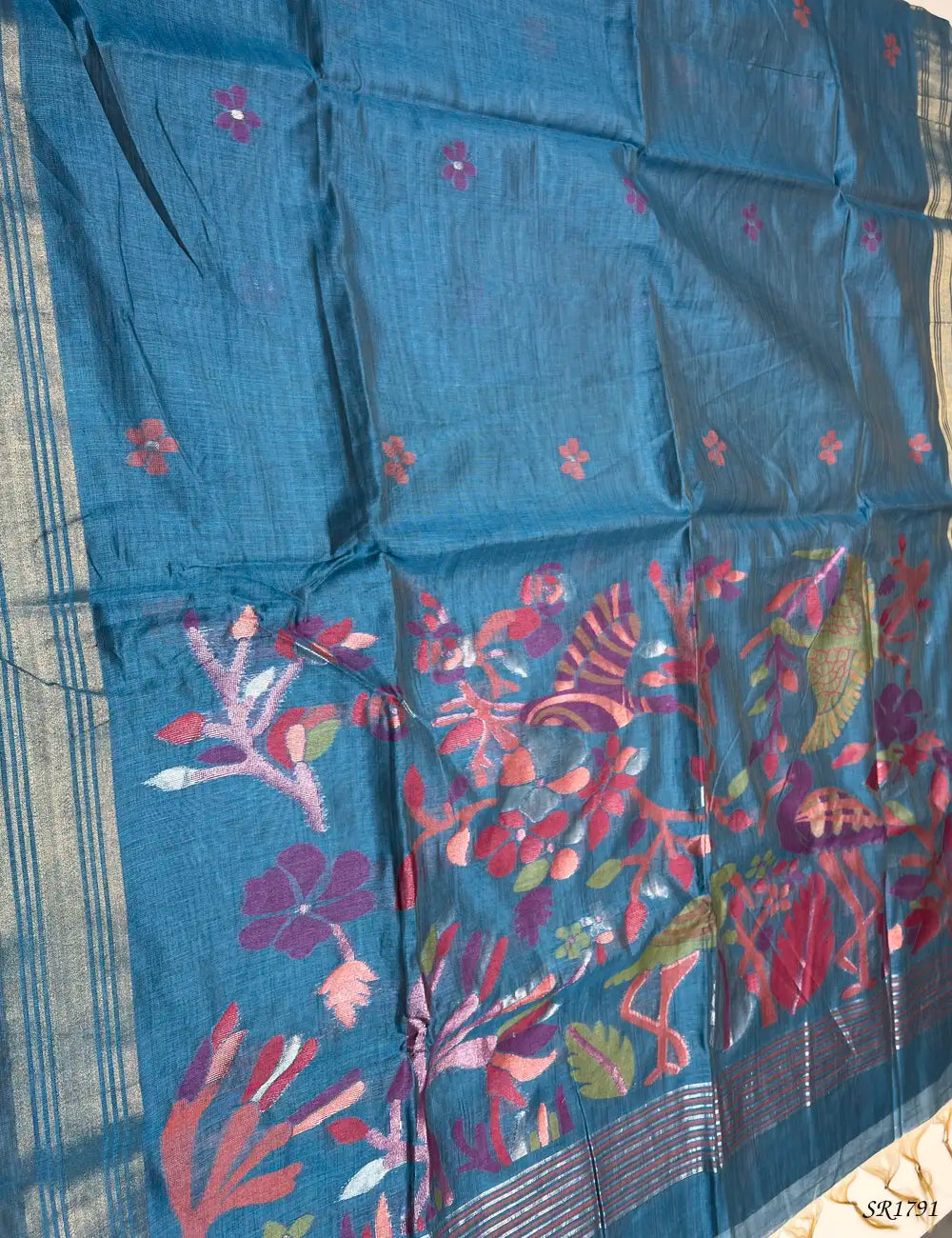 Blue - Jhamthani Saree Pallu View