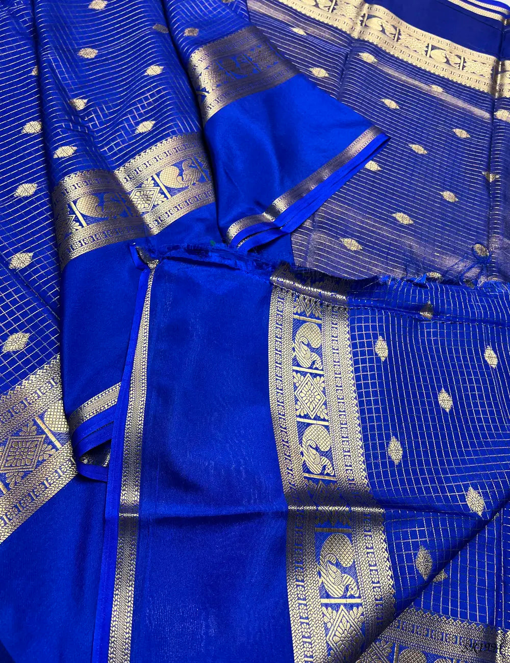 Blue - Mysore Crepe Saree -