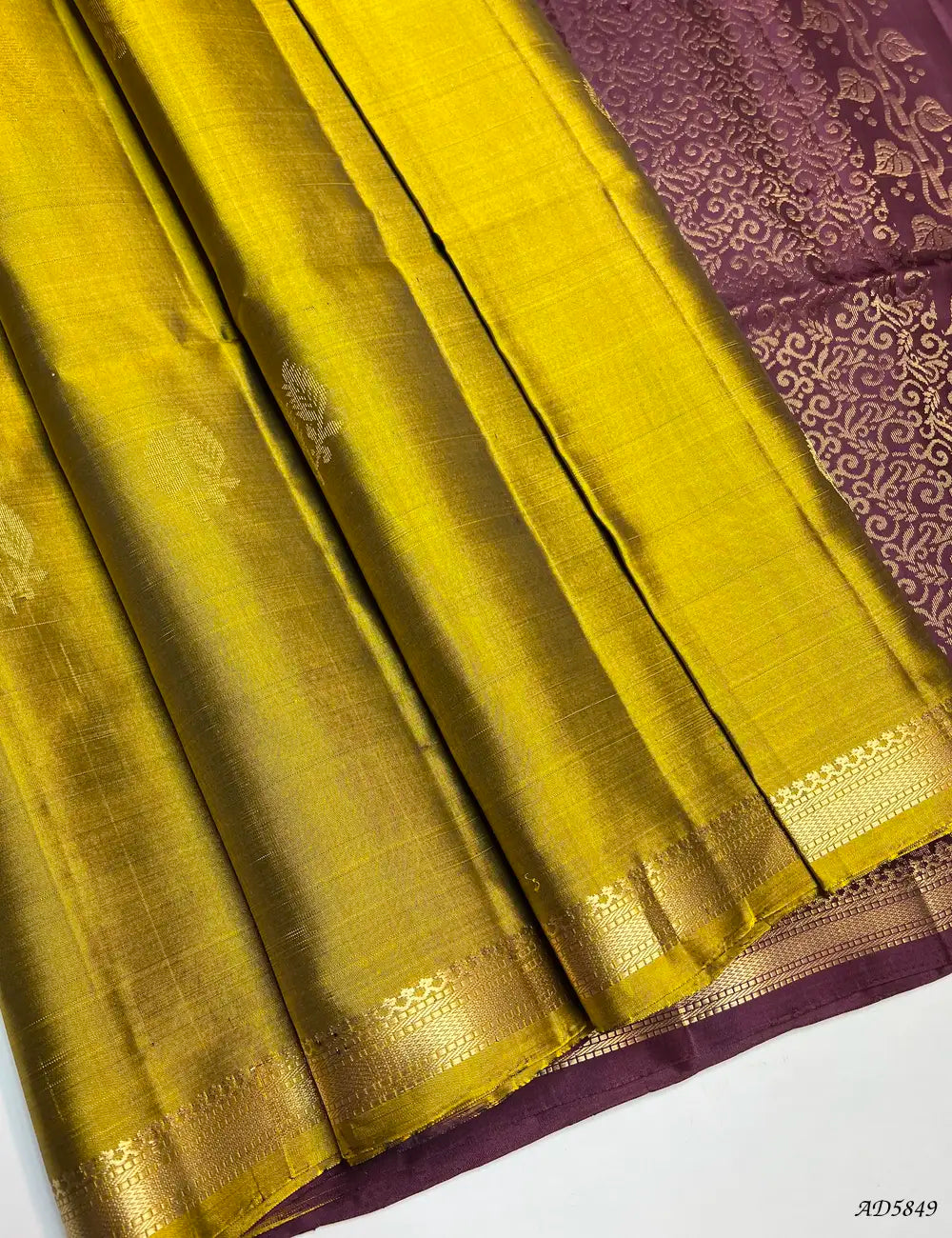 Bronze Pastel & Burgundy - Kanchi Border Soft Silk Saree Front View