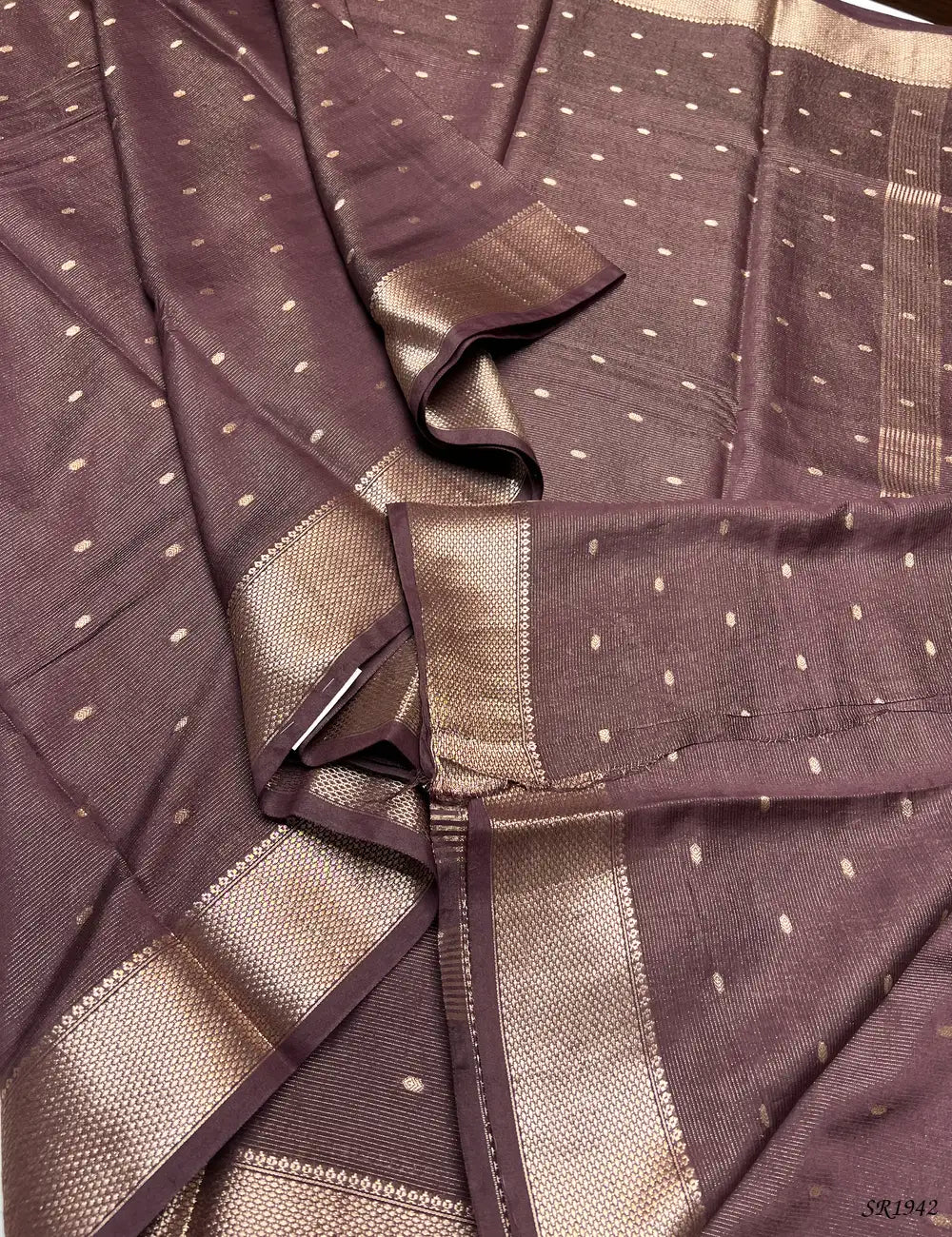 Brown - Viscose Saree -
