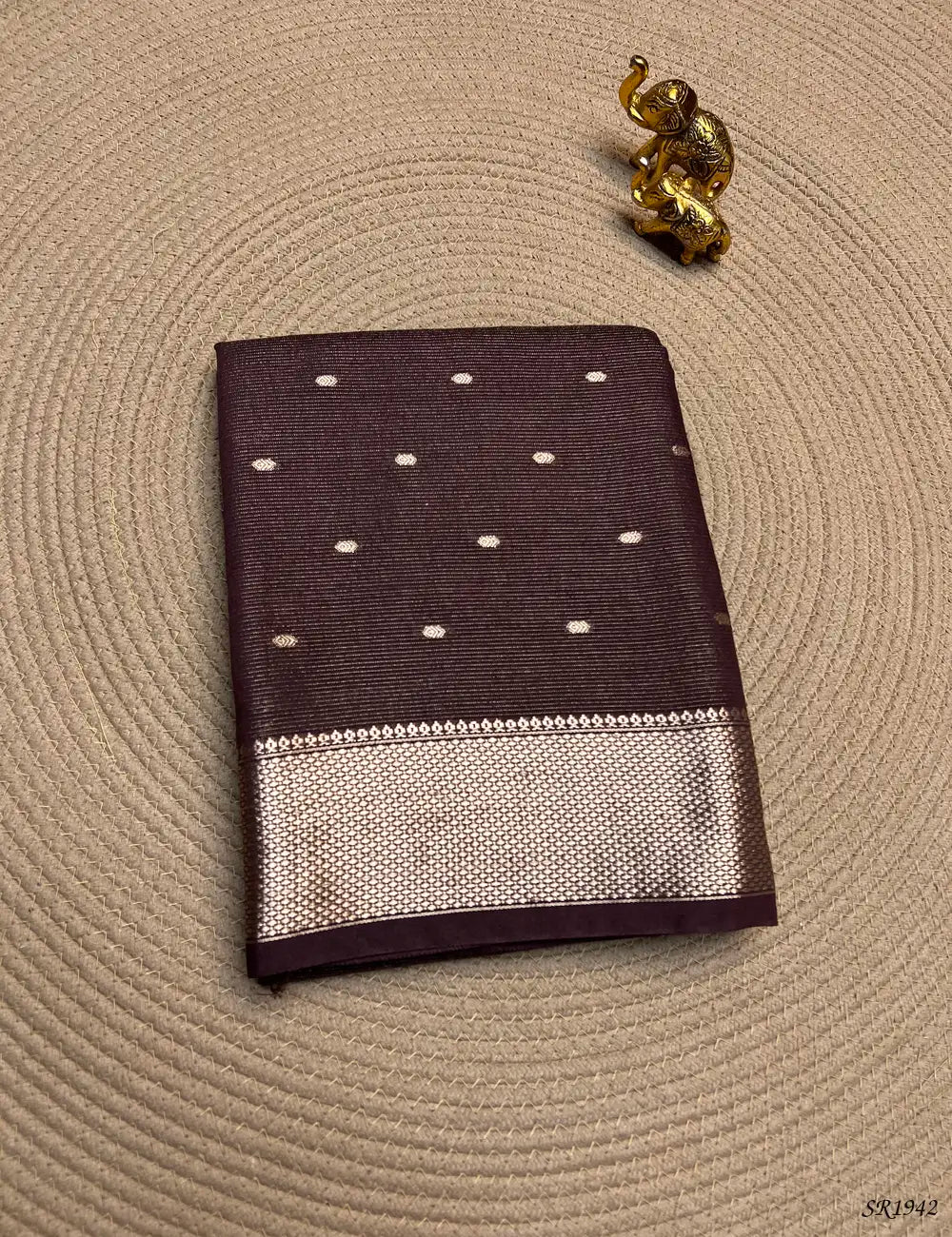 Brown - Viscose Saree Front View