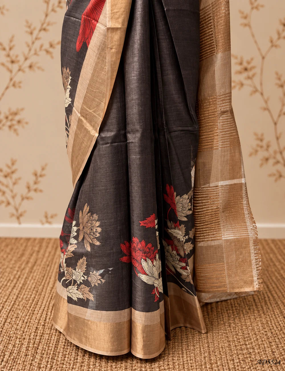Chocolate & Cream - Pure Desi Tussar Saree -