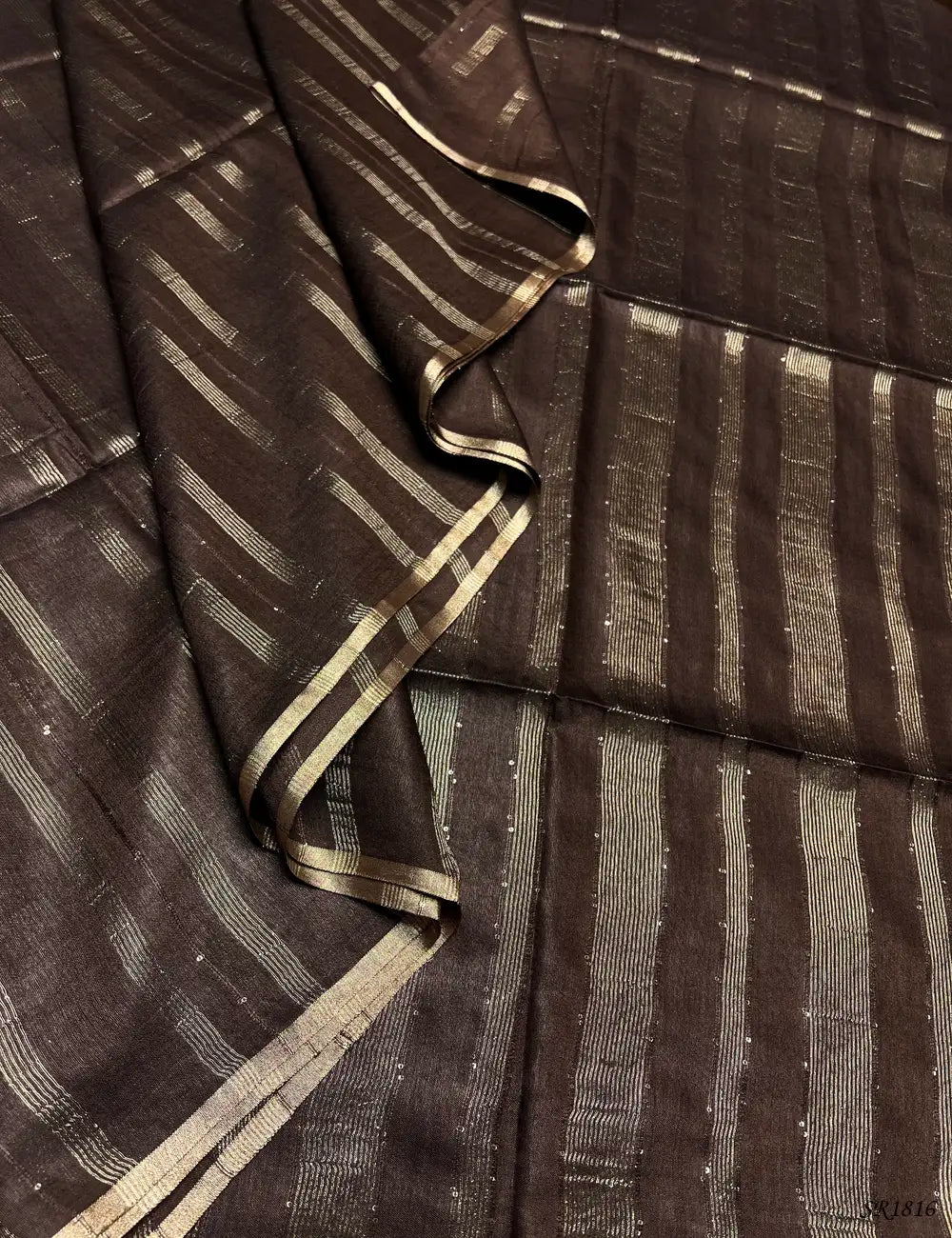 Chocolate - Moonga Silk Saree Front View