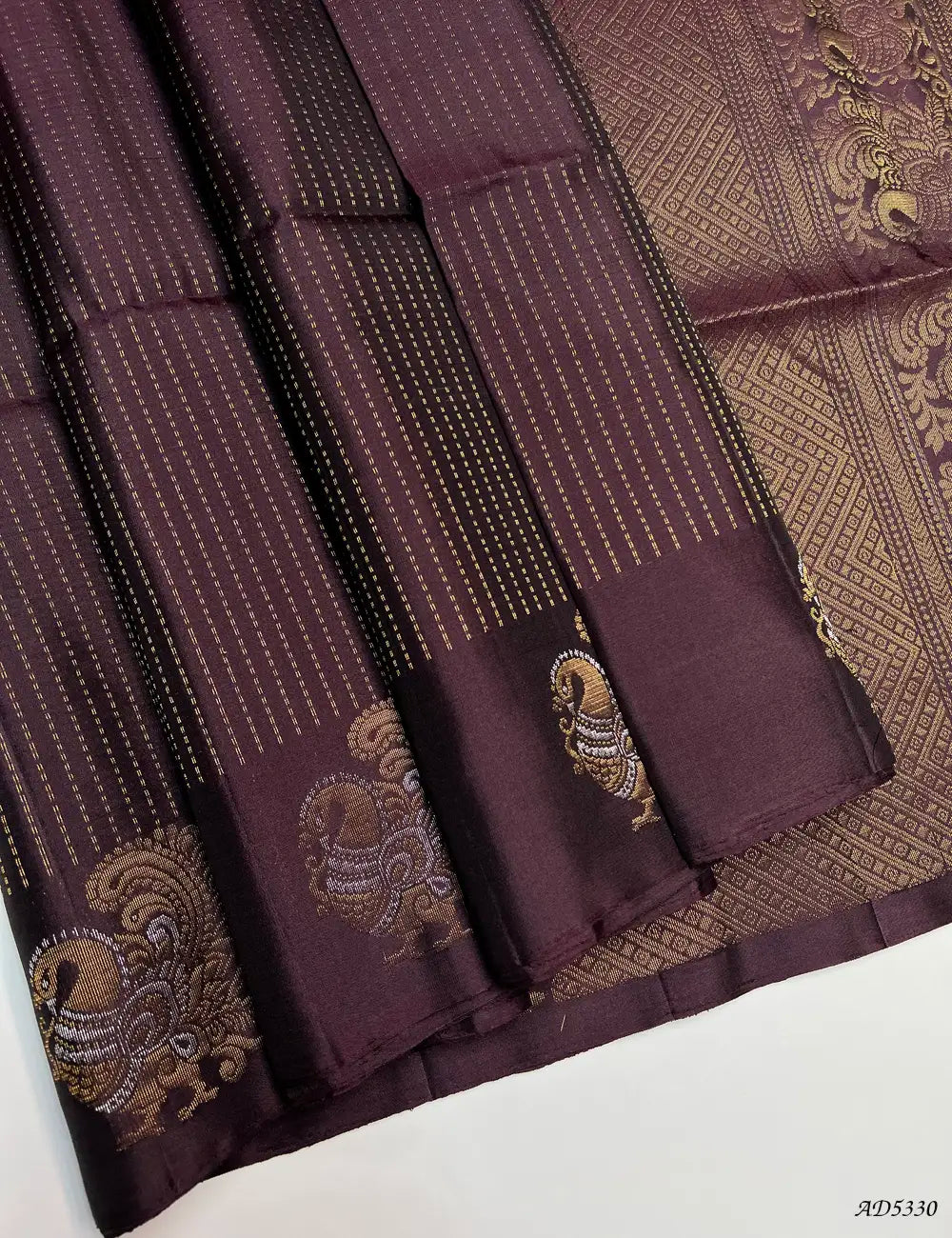 Coffee Brown - Fancy Border Soft Silk Saree Front View