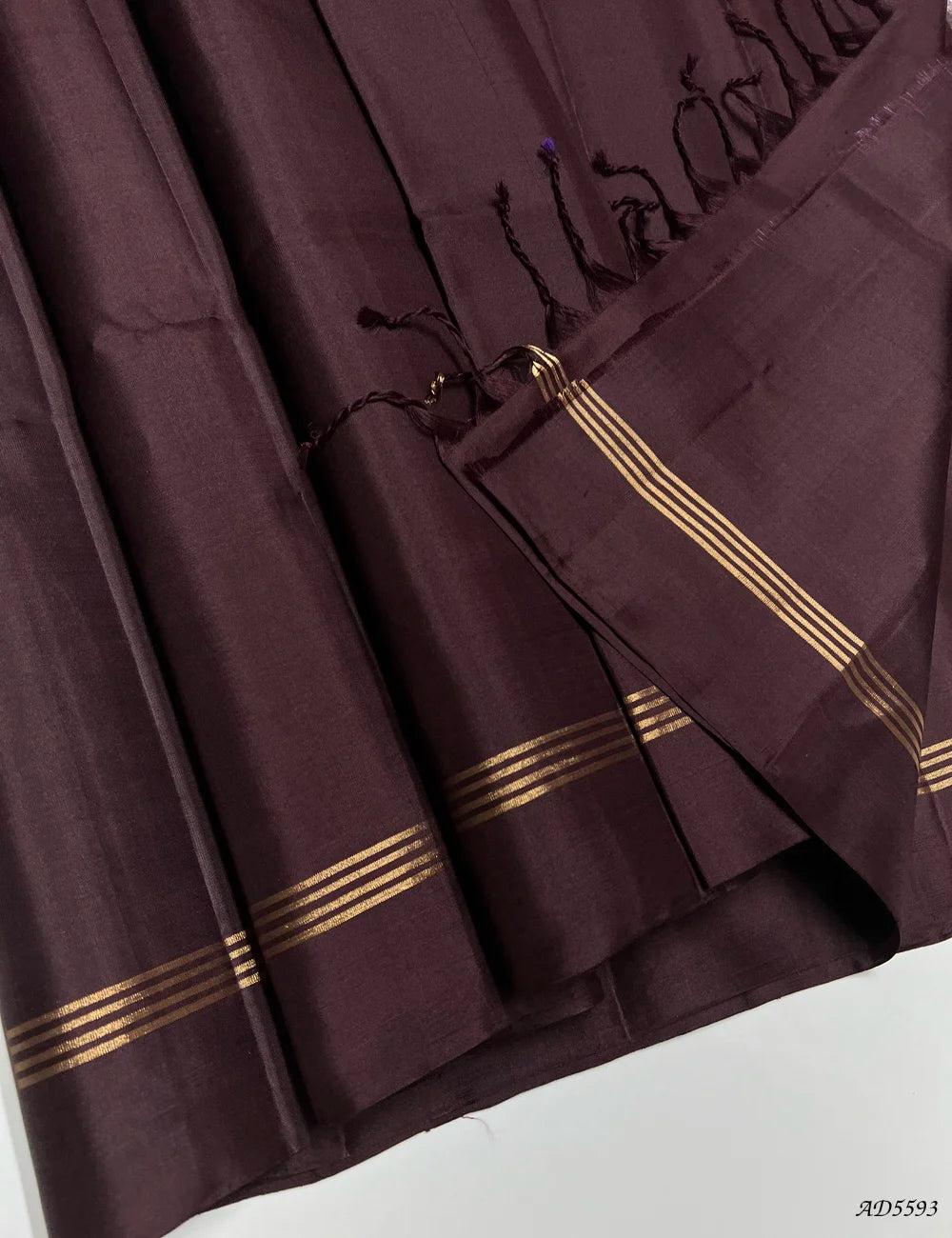 Coffee Brown - Full Plain Soft Silk Saree Pallu View