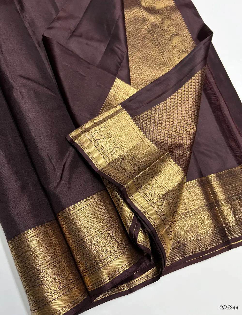 Coffee Brown - Kanchi Border Soft Silk Saree Pallu View