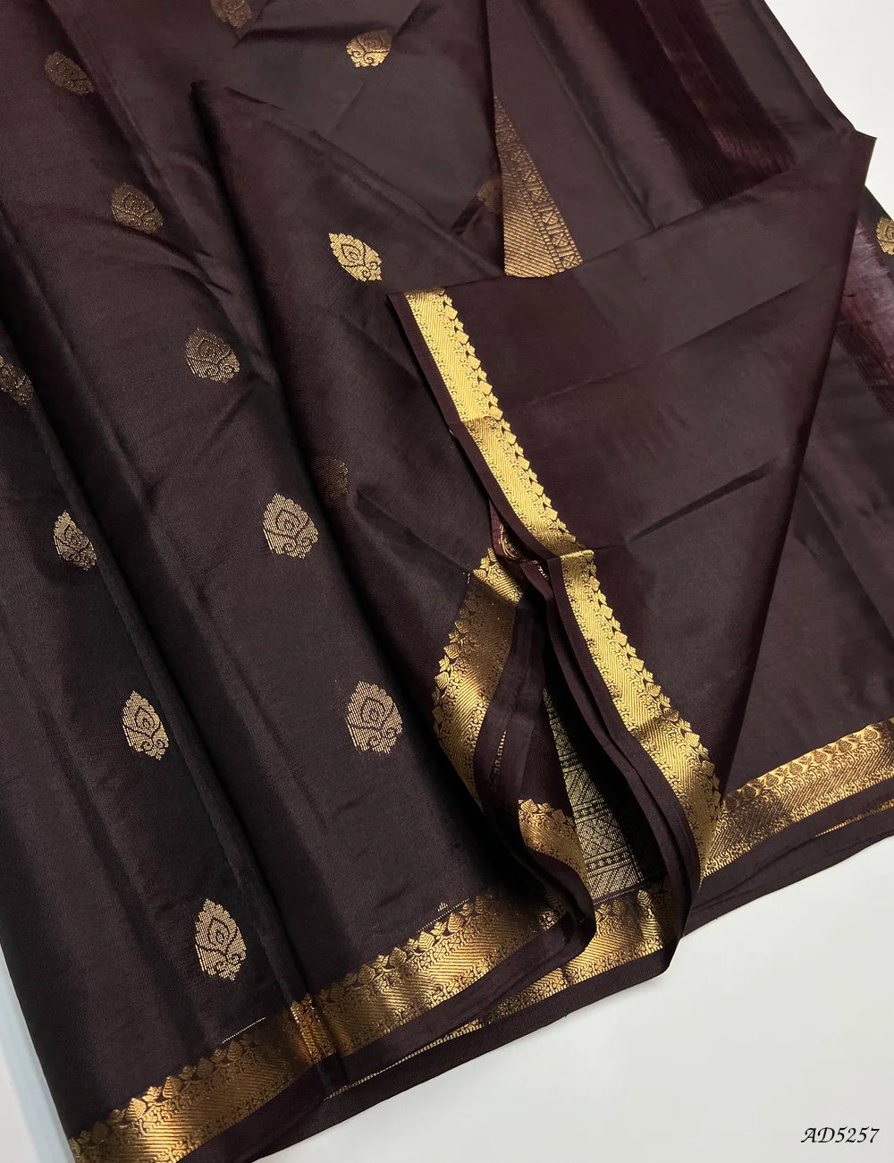 Coffee Brown - Kanchi Border Soft Silk Saree Pallu View