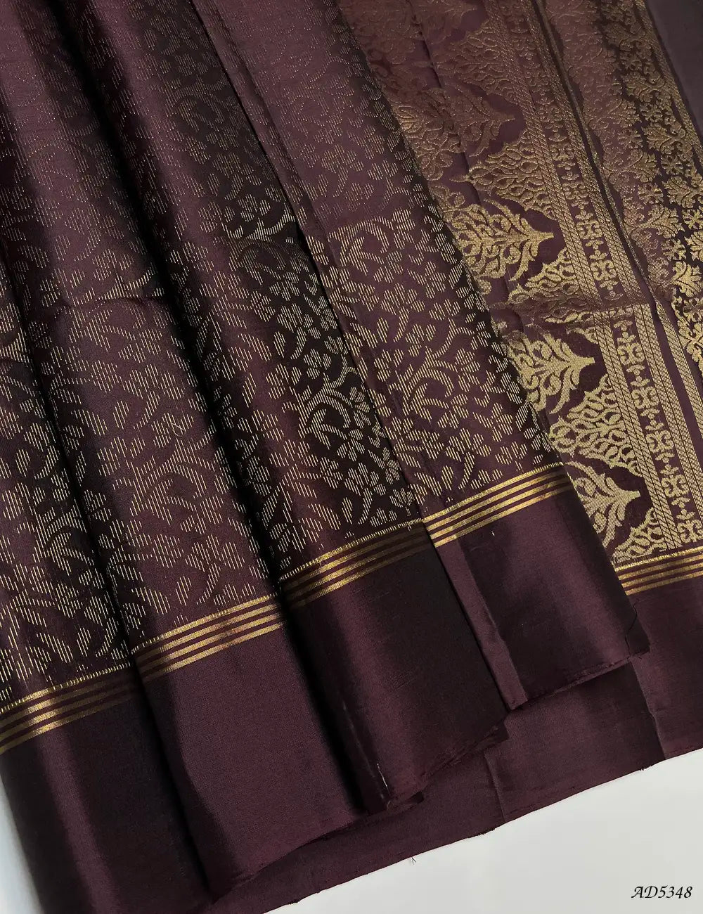 Coffee Brown - Soft Silk Bridal Saree Front View